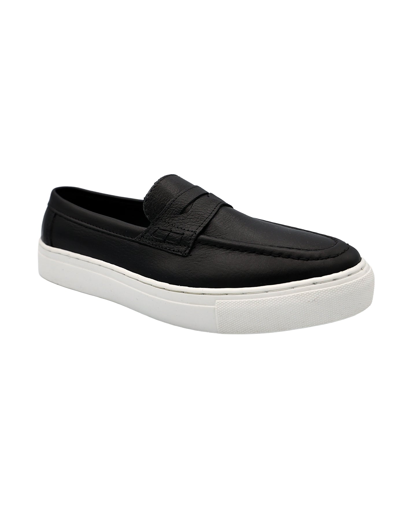 Black Leather Slip-On Loafers