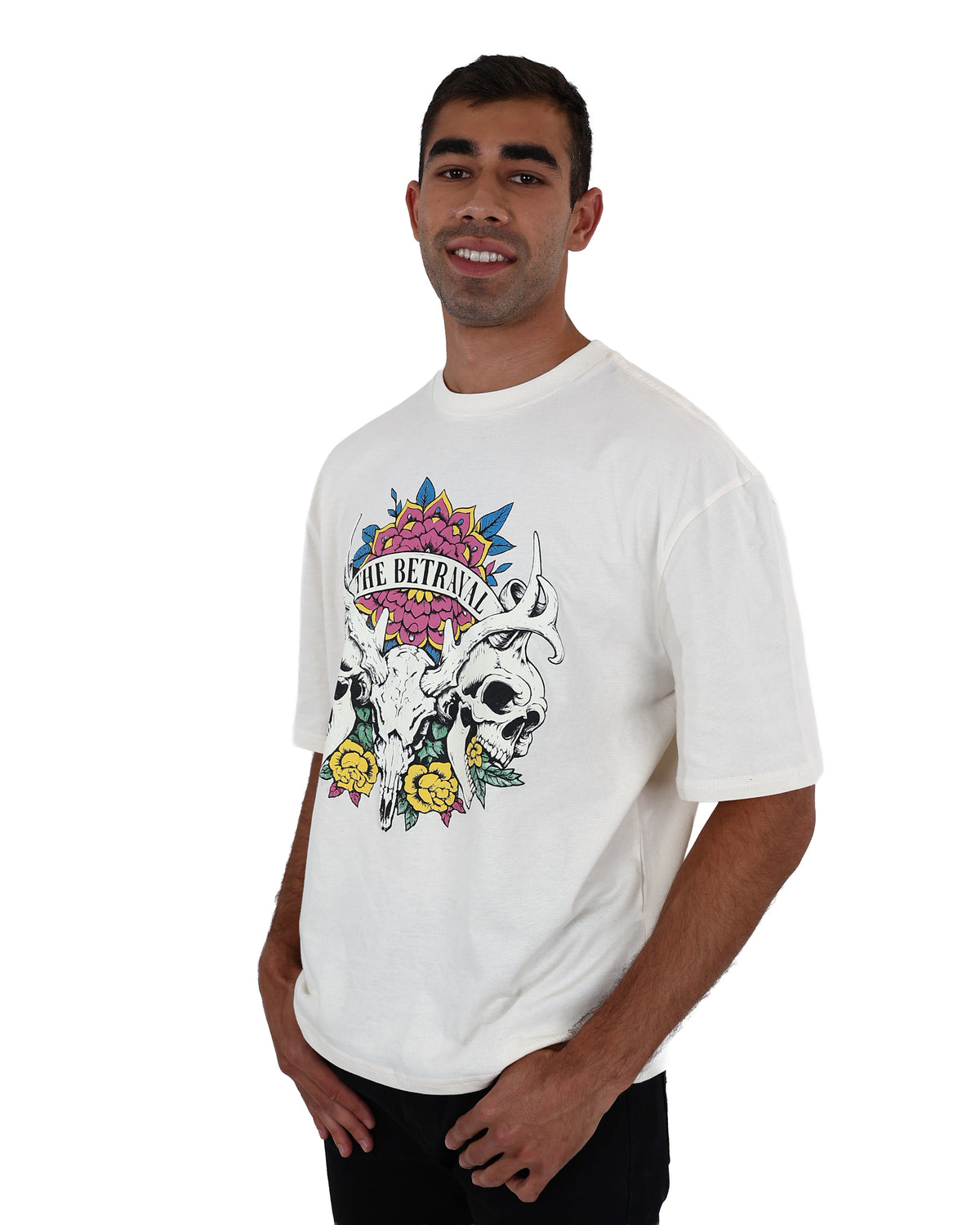 Short Sleeve Cream Betrayal Graphic T-Shirt