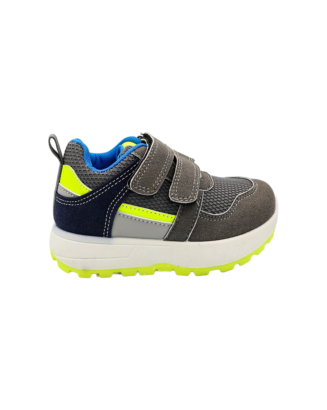 Boys Grey & Lumo Velcro Trainers