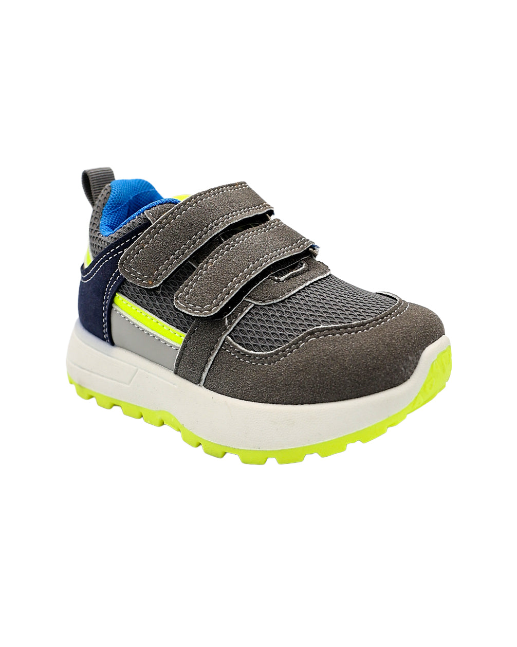 Boys Grey & Lumo Velcro Trainers