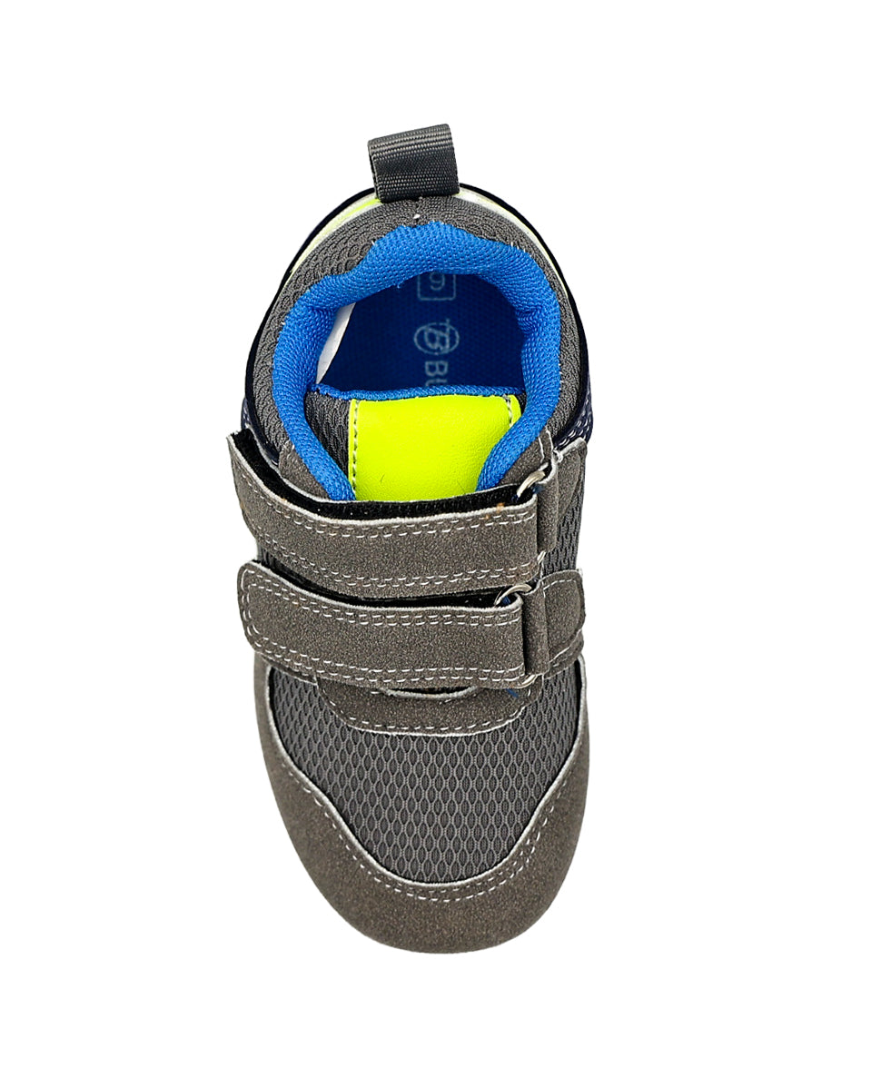 Boys Grey & Lumo Velcro Trainers