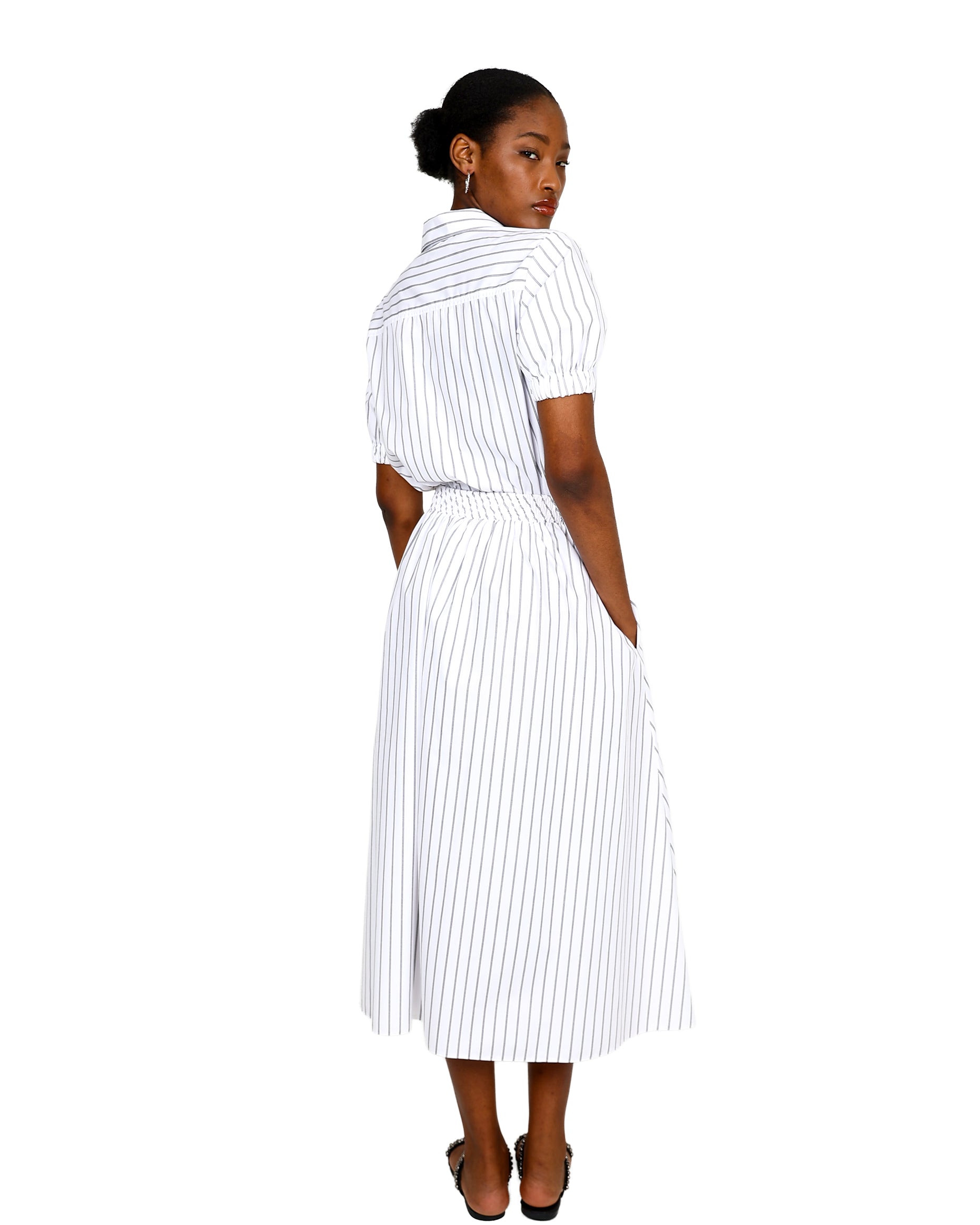 Striped Flared Maxi Skirt