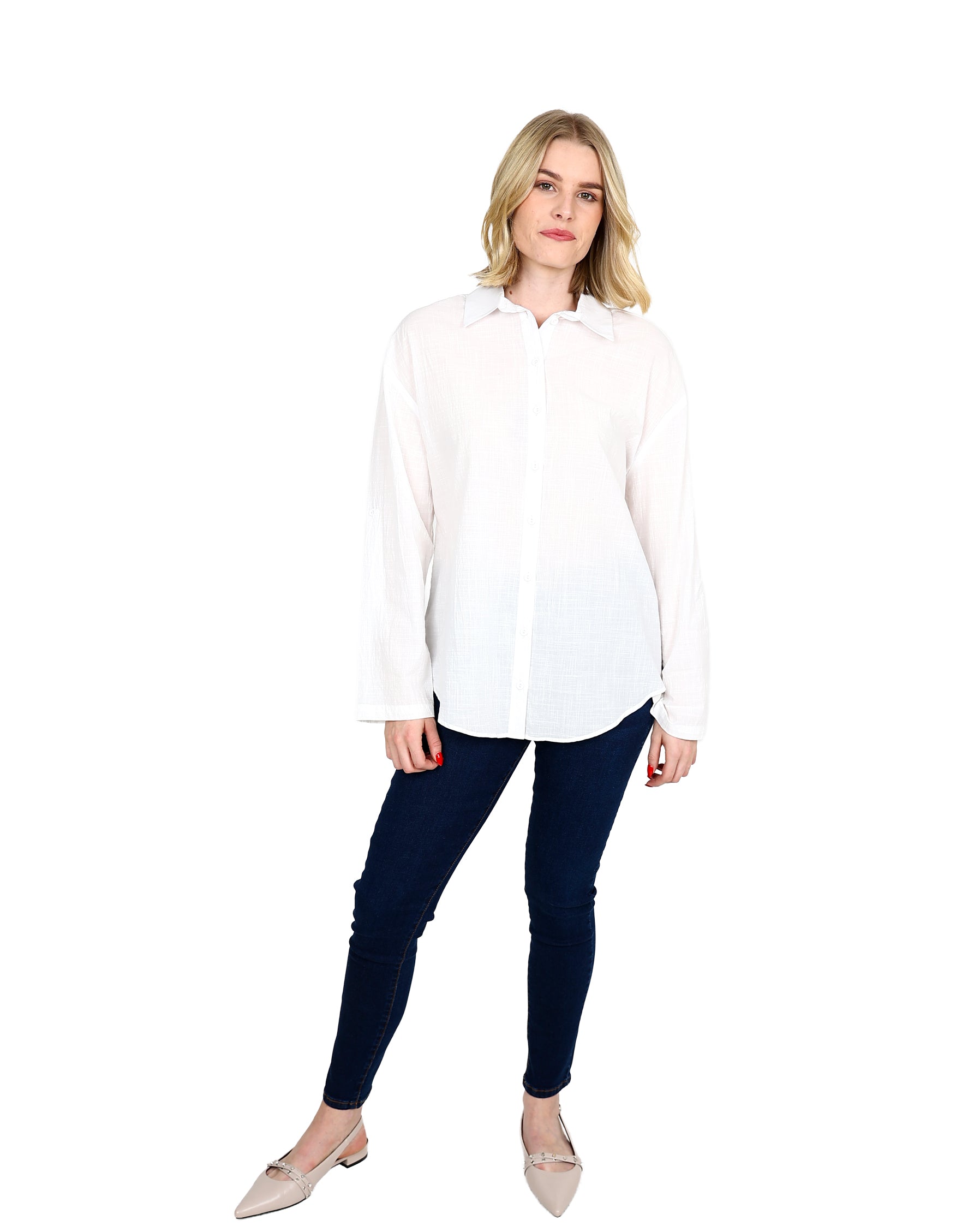 White Long Sleeve Voile Shirt