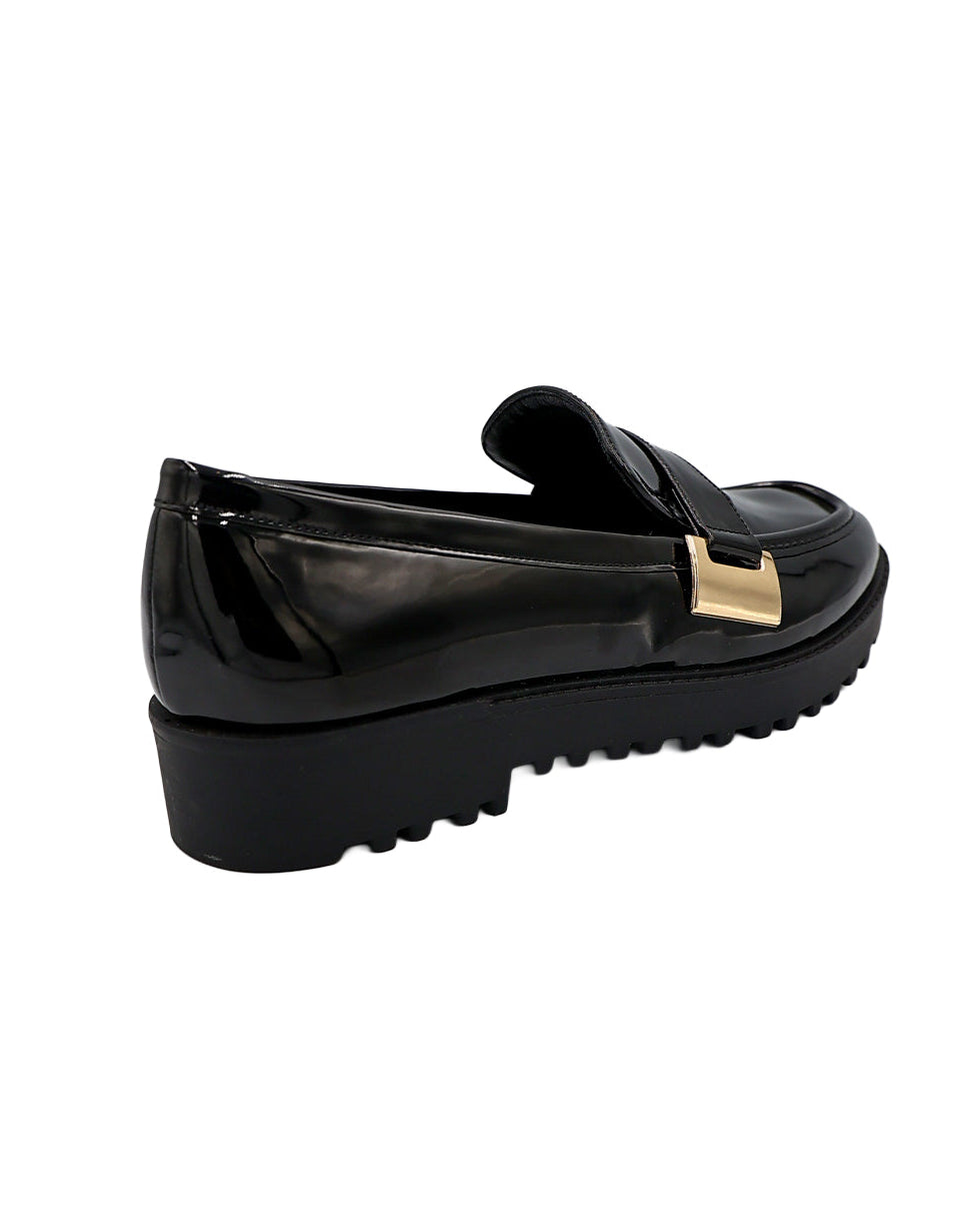 Black Cross Over Strap Boyfriend Shoes