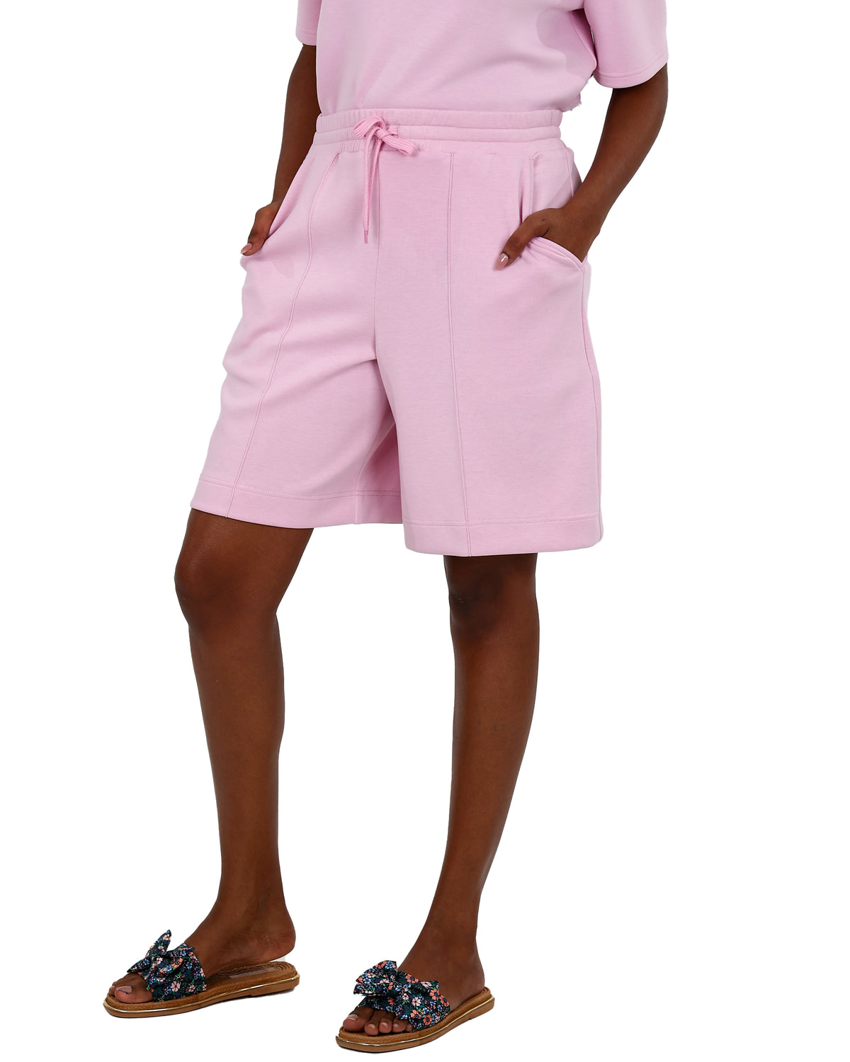 Pink Elasticated Scuba Shorts
