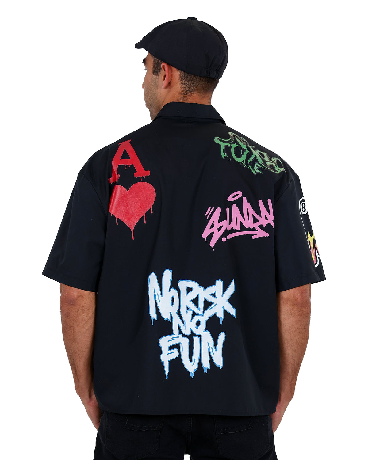 Short Sleeve Black Gangsta Stamps Shirt