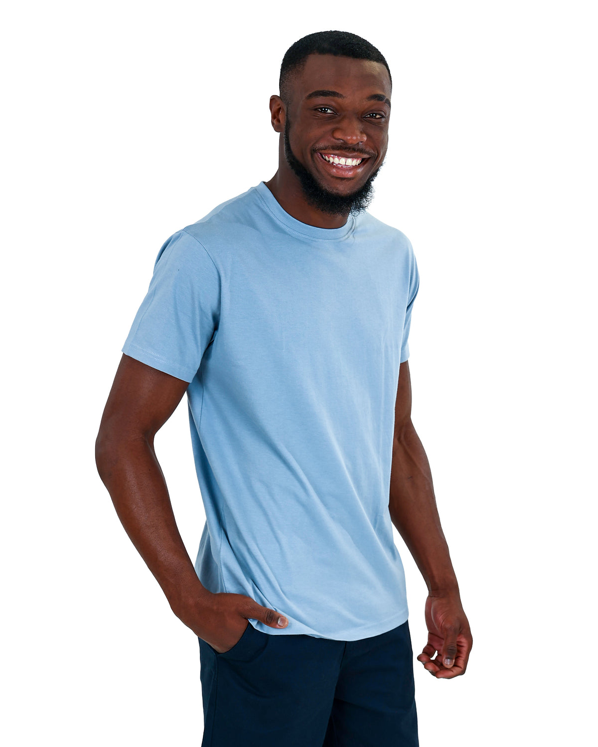 Short Sleeve Dusty Blue Cotton T-Shirt