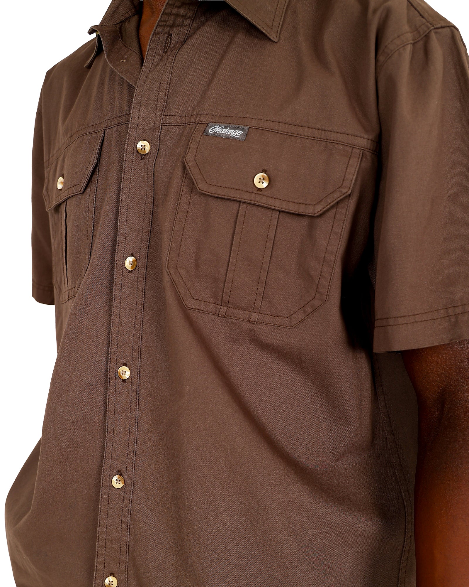 Okavango Short Sleeve Taupe Double Pocket Adventure Shirt