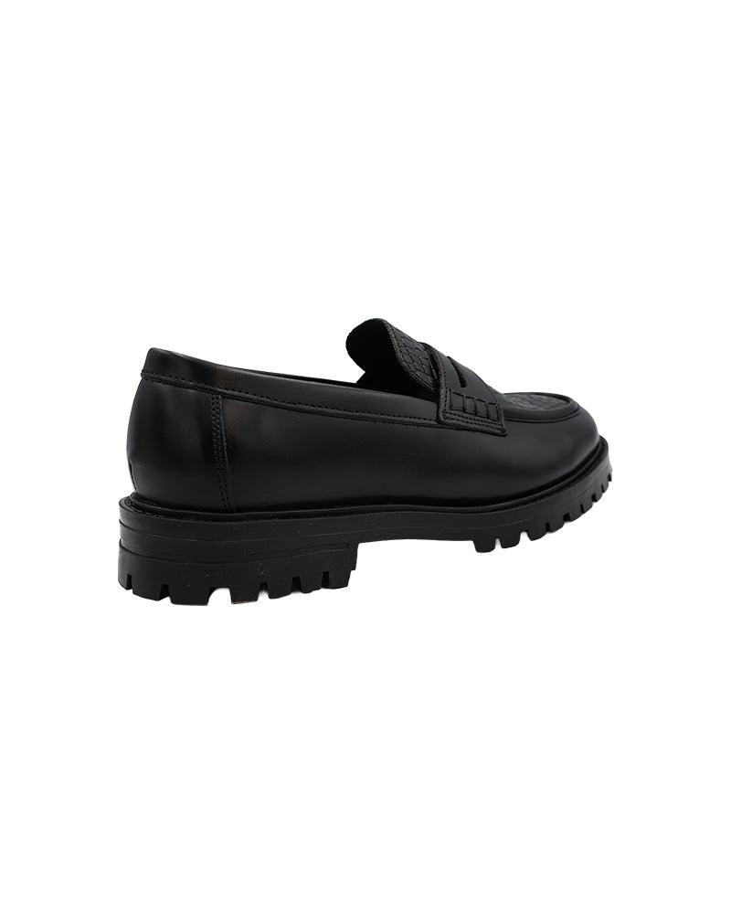 Ferrani Black Chunky Crocodile Loafers