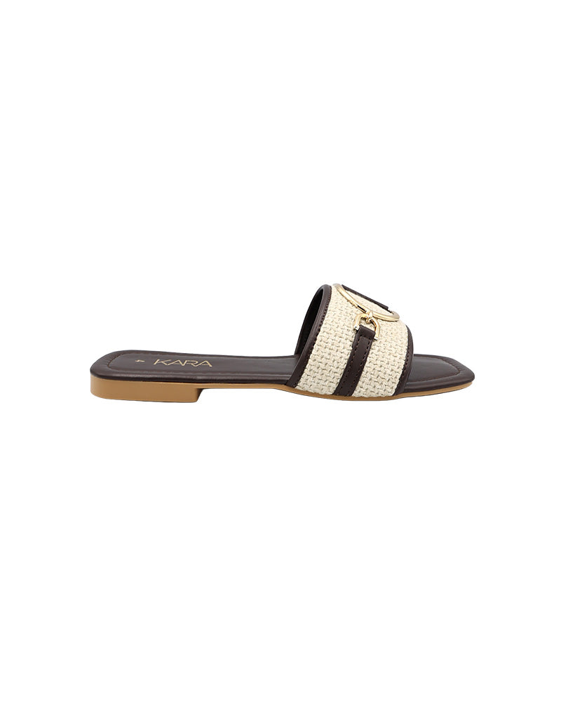 Chocolate Buckle Overlay Detail Mule