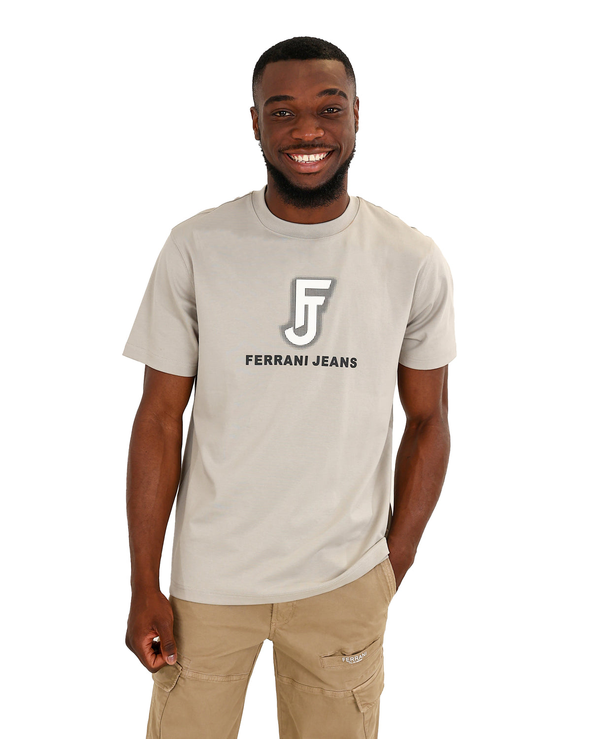 Ferrani Short Sleeve Grey Logo Graphic T-Shirt