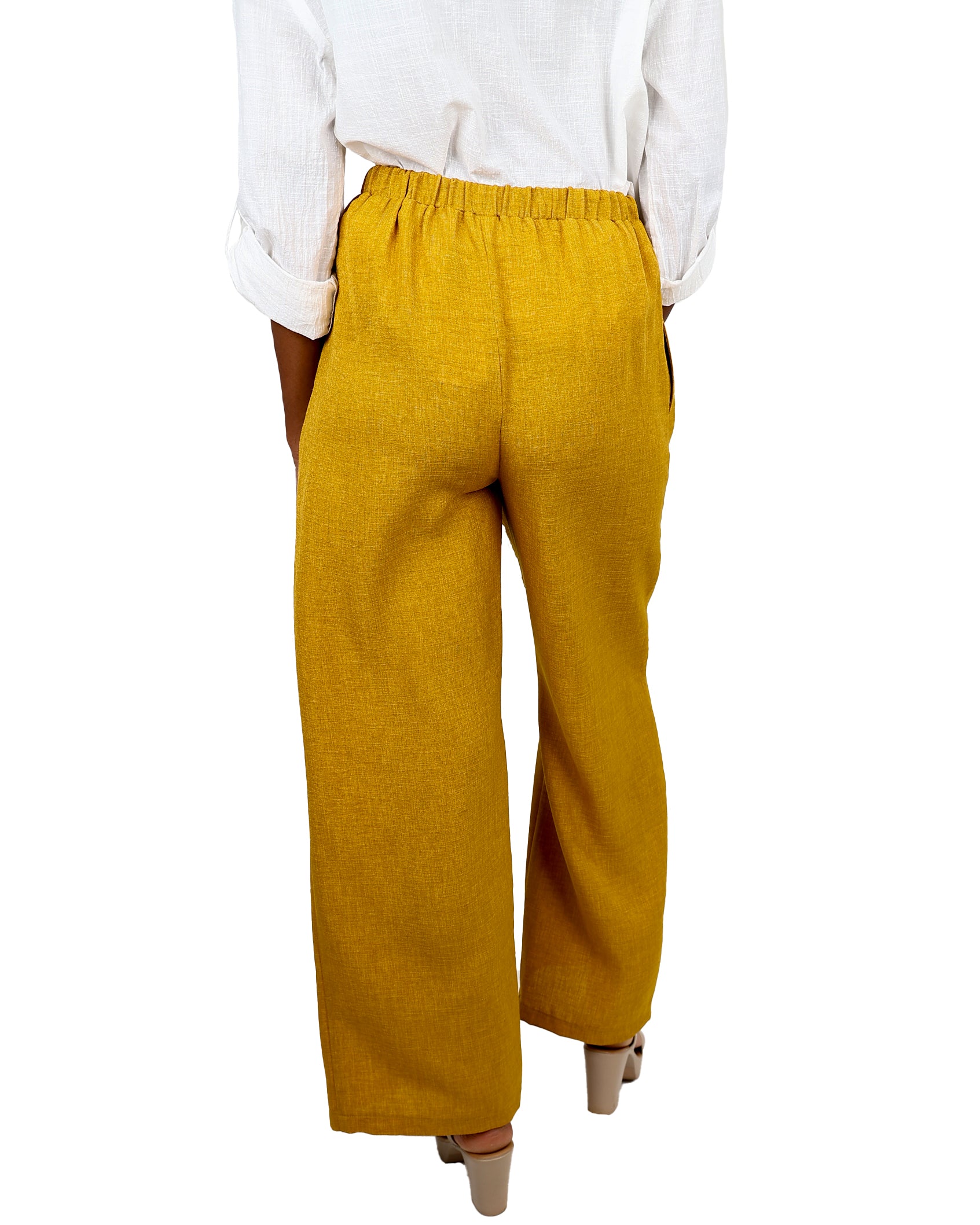 Elasticated Wide Leg Mustard Pants