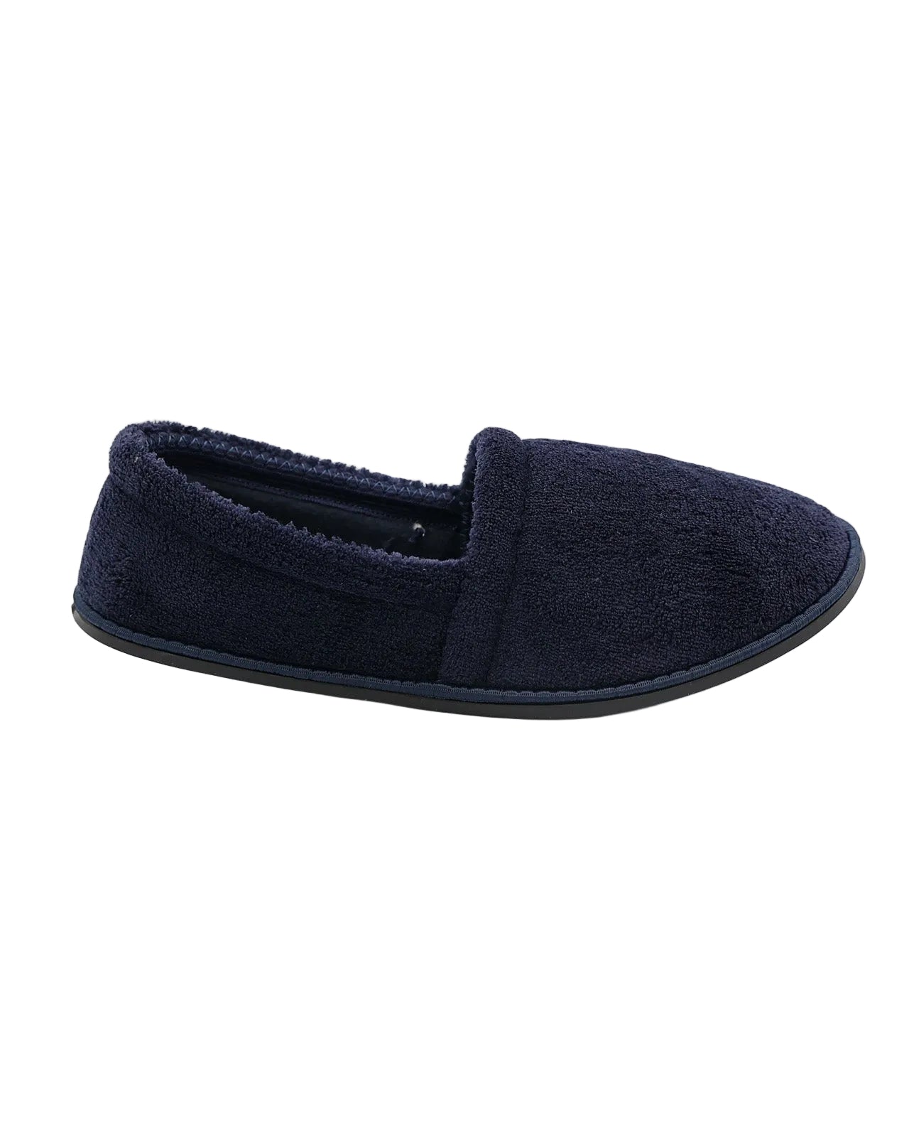Navy High Pile Velour Slippers