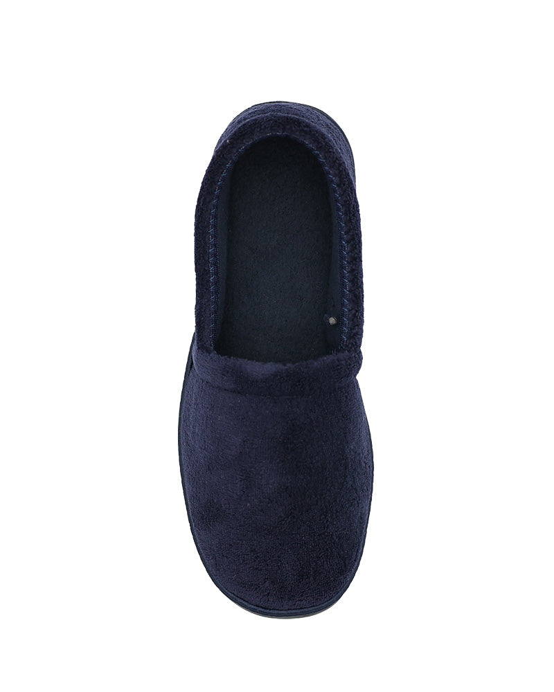 Navy High Pile Velour Slippers