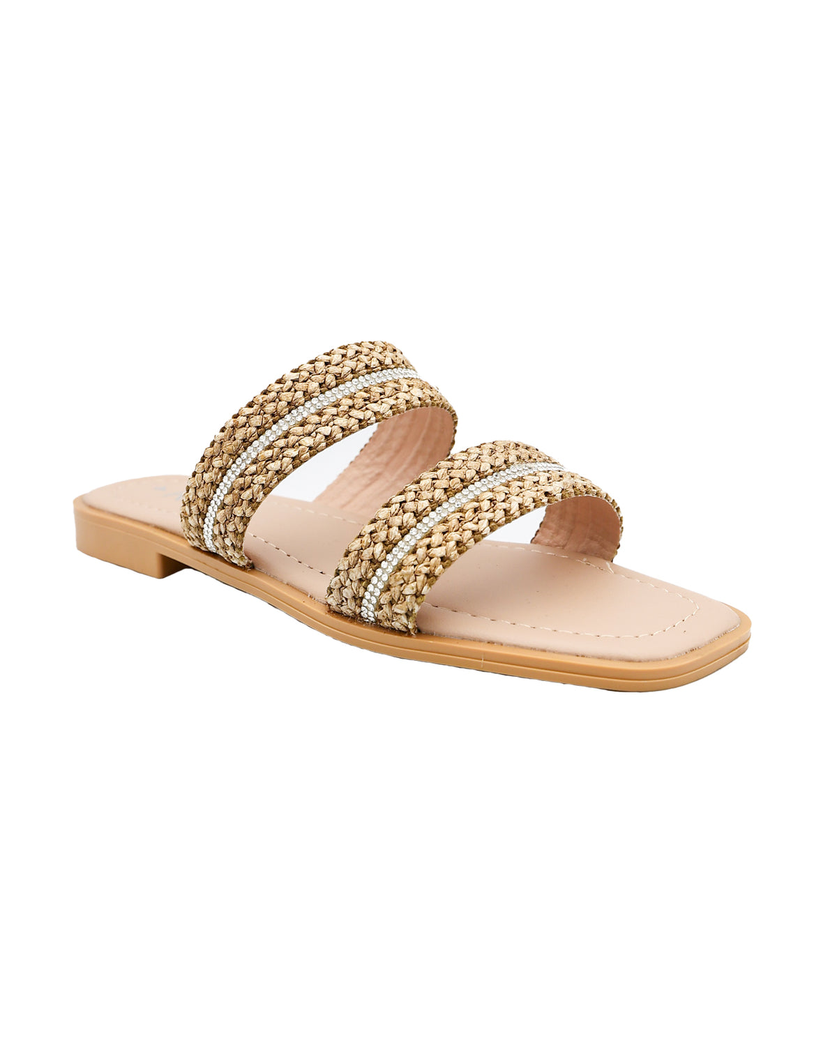 Taupe Embellished Double Band Mule