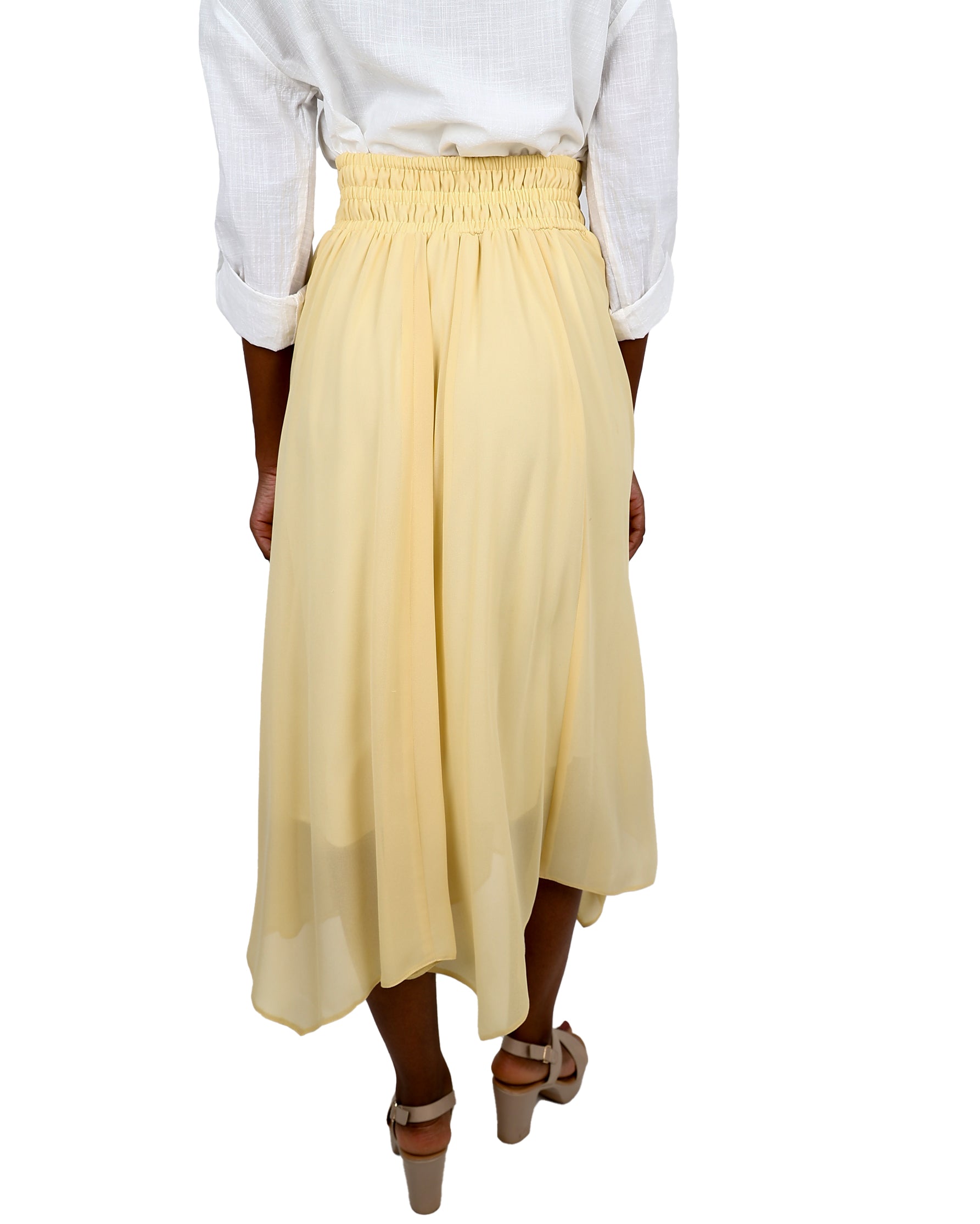 Butter Yellow Hanky Hem Chiffon Maxi Skirt