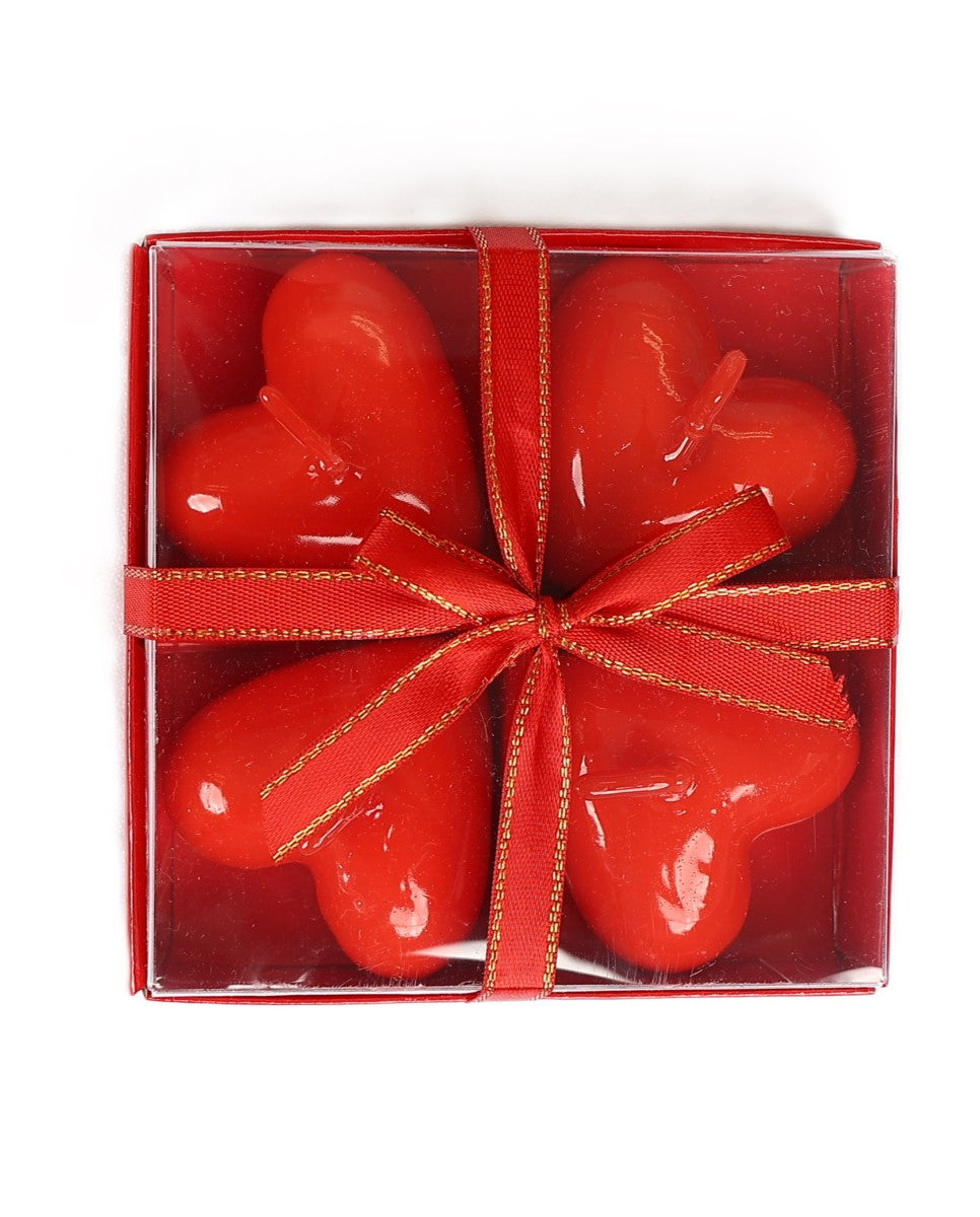 4 Pack Red Heart Tealights