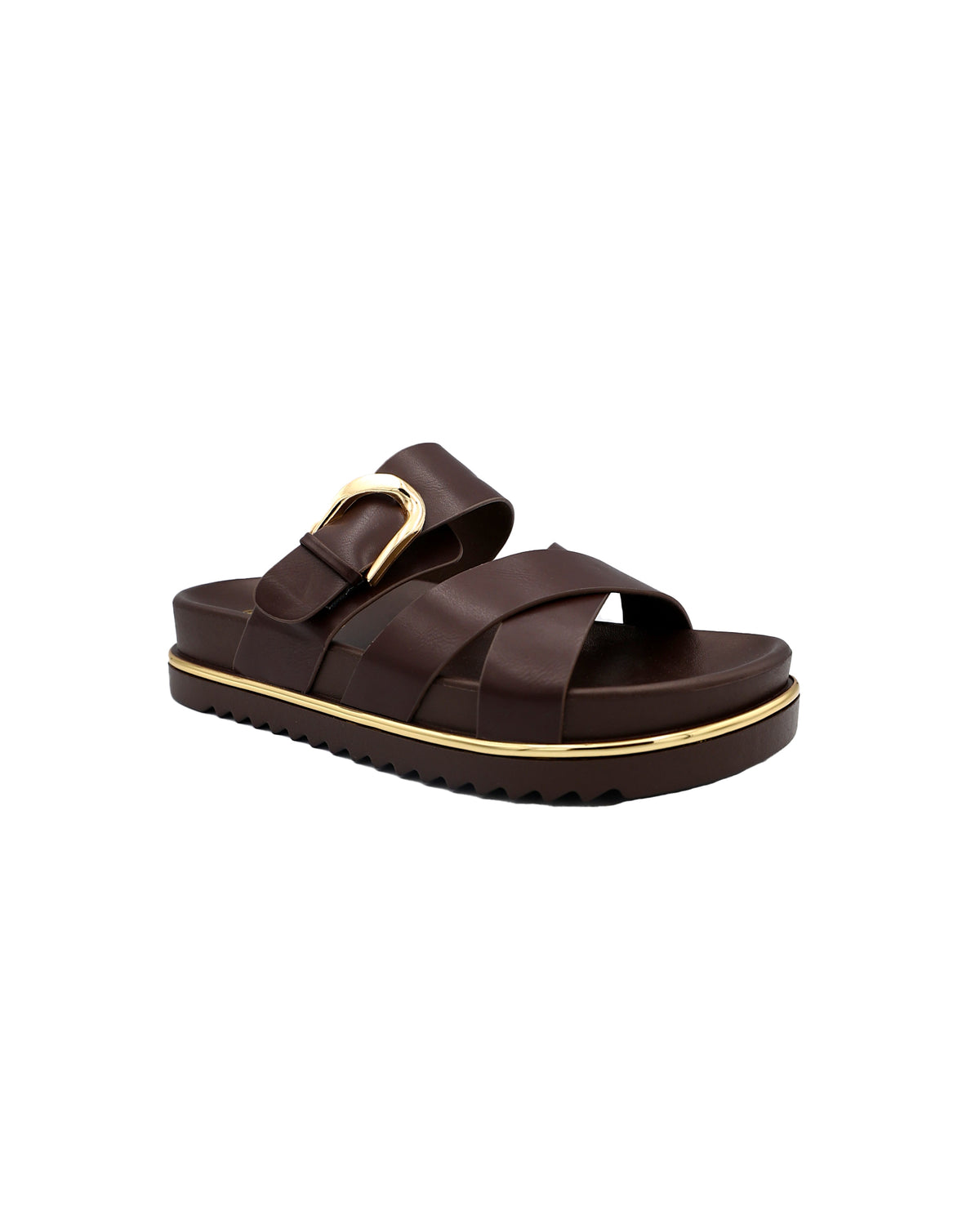 Crossover Buckle Detail Cleated Mule