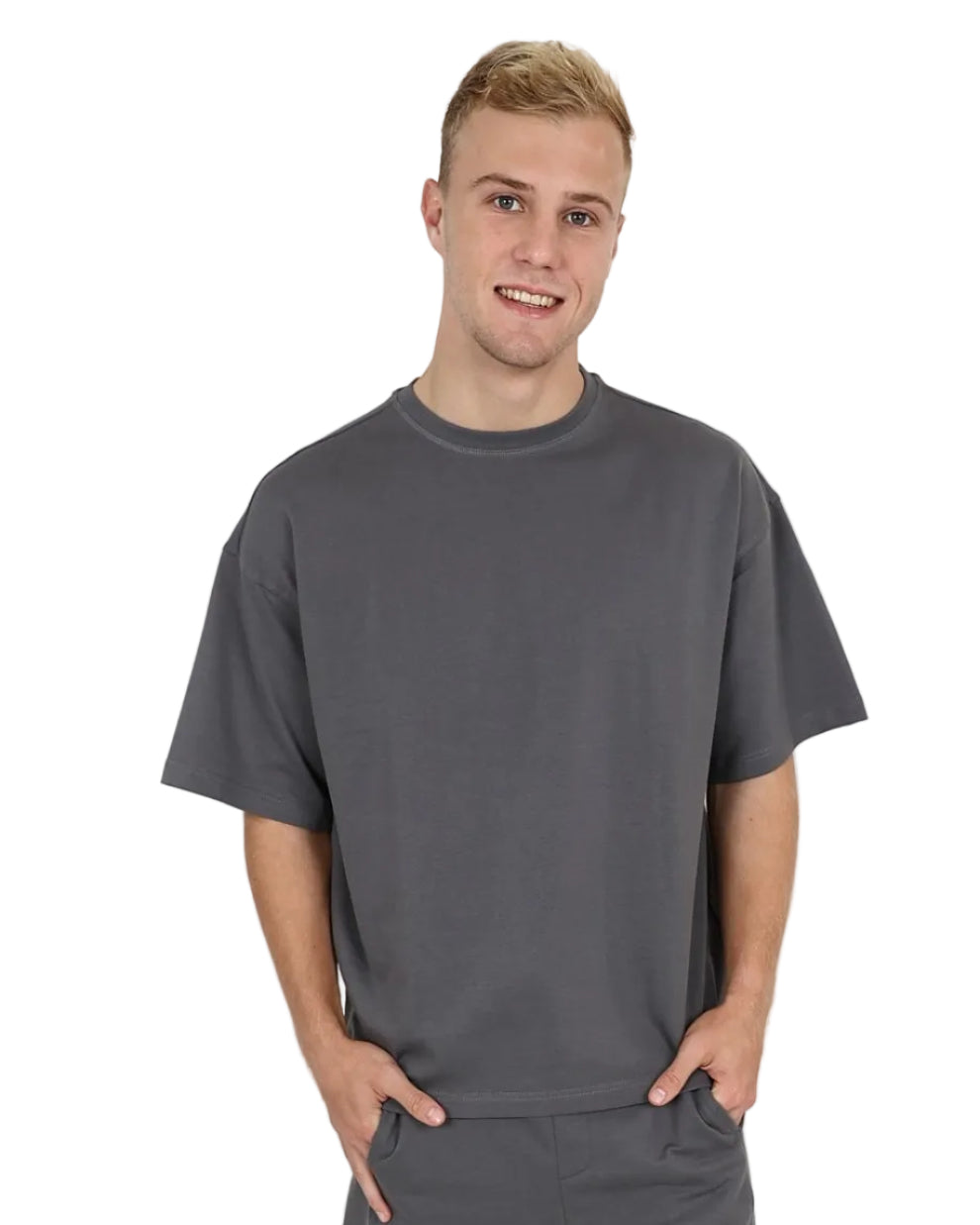 Short Sleeve Grey Oversized Crew Neck T-Shirt
