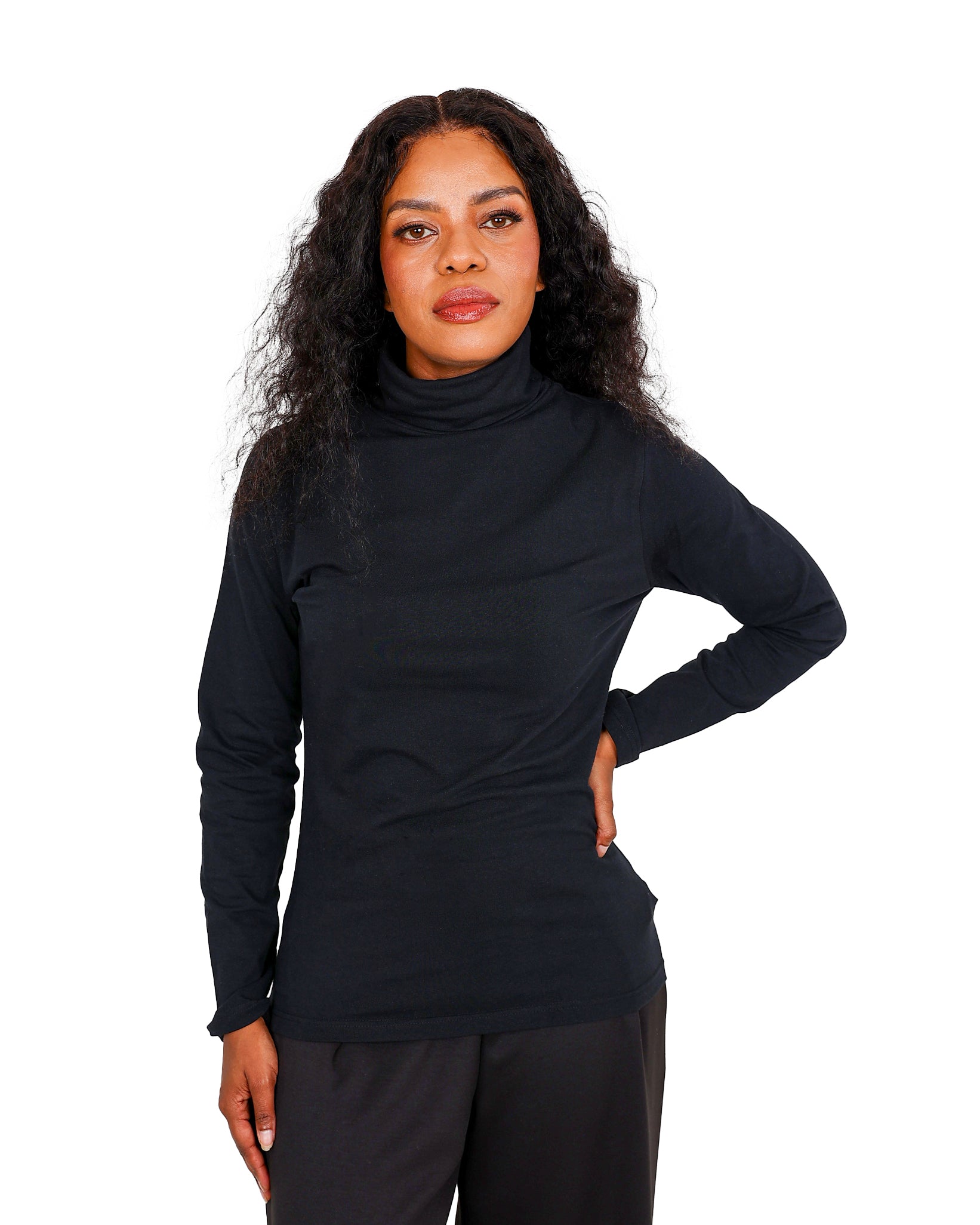 Long Sleeve Black Poloneck