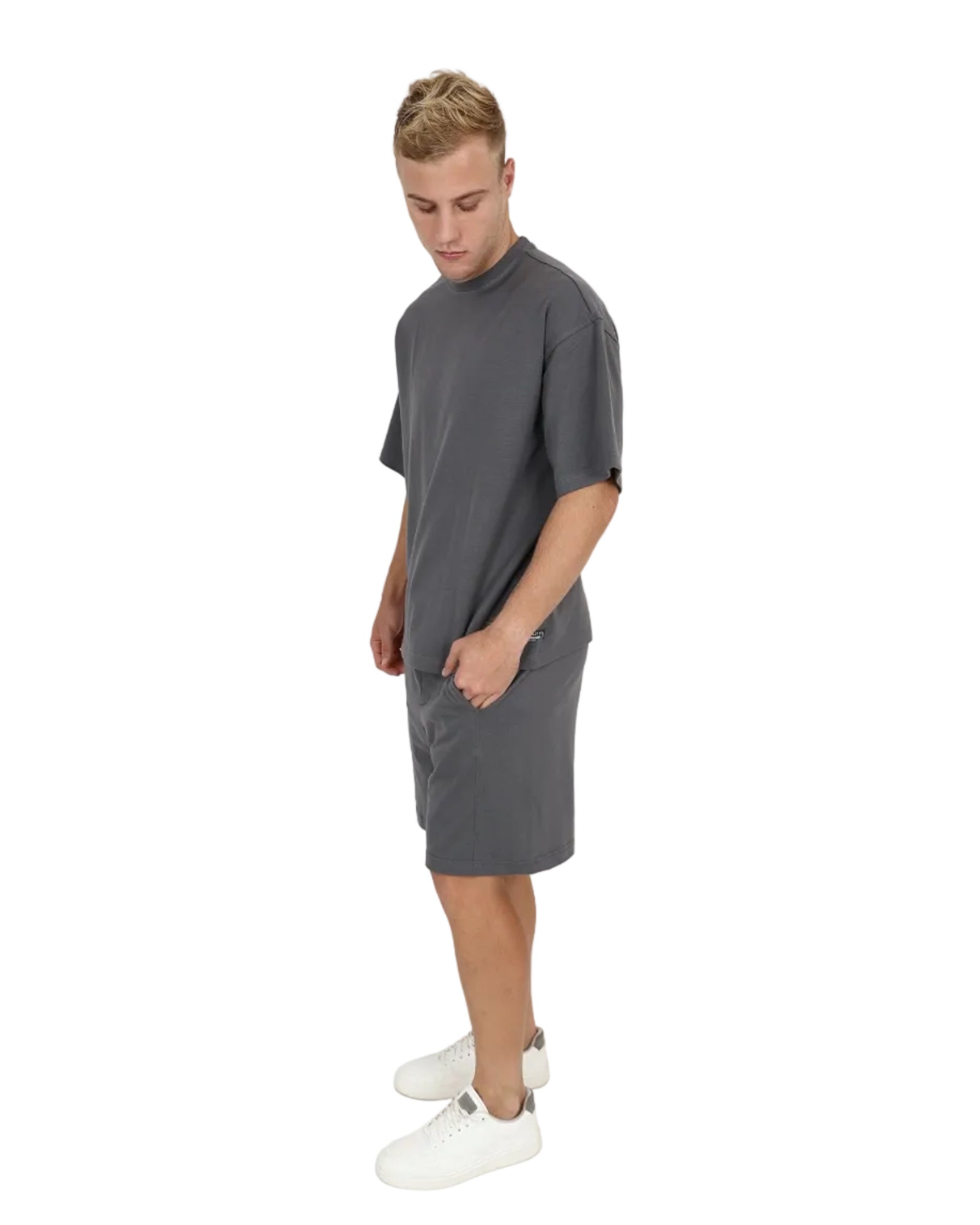 Short Sleeve Grey Oversized Crew Neck T-Shirt
