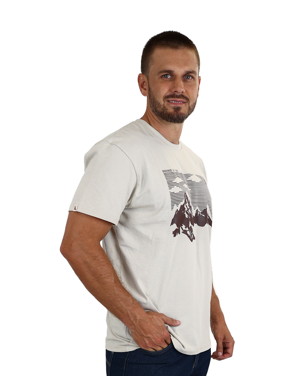 Okavango Short Sleeve Stone Mountain Range Graphic T-Shirt