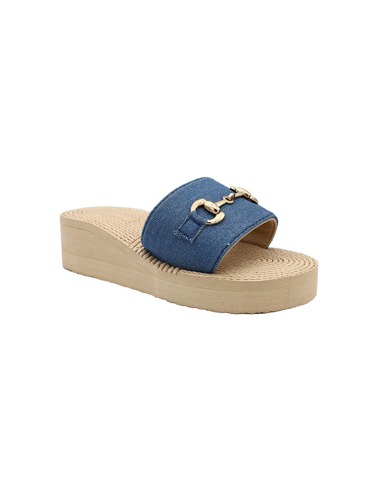 Blue Denim Snaffle Detail Wedge