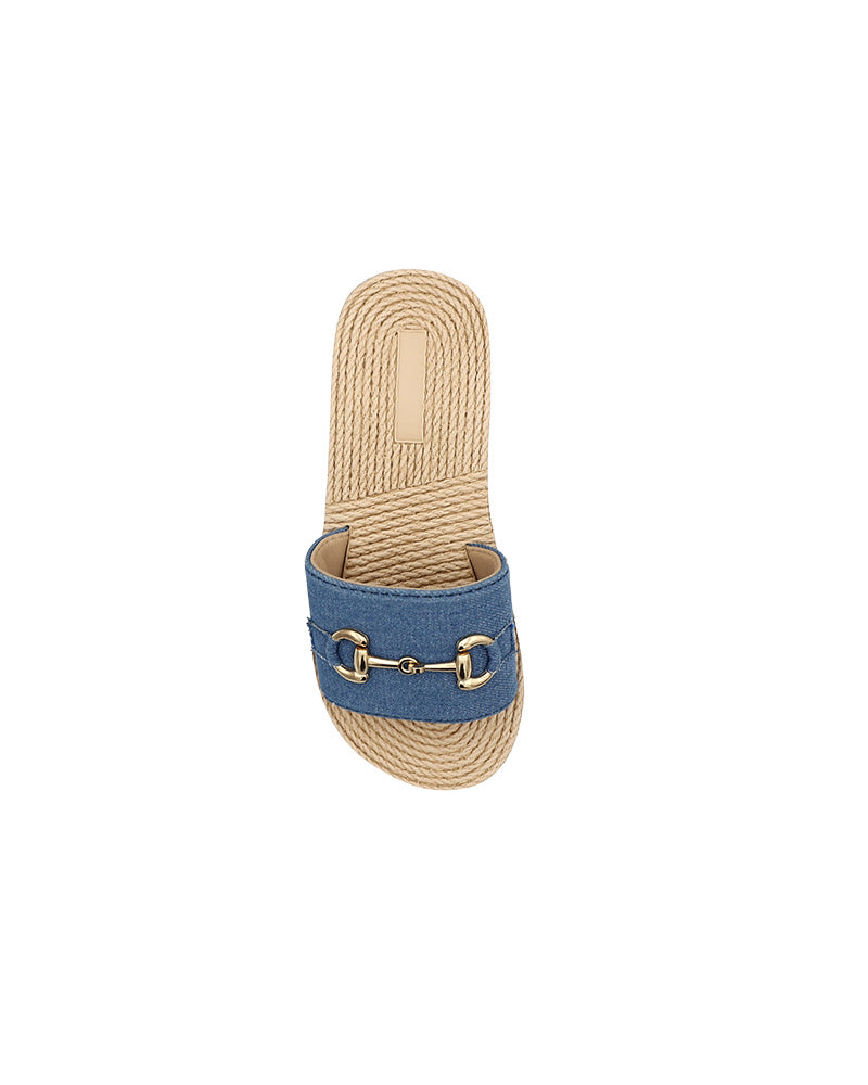 Blue Denim Snaffle Detail Wedge