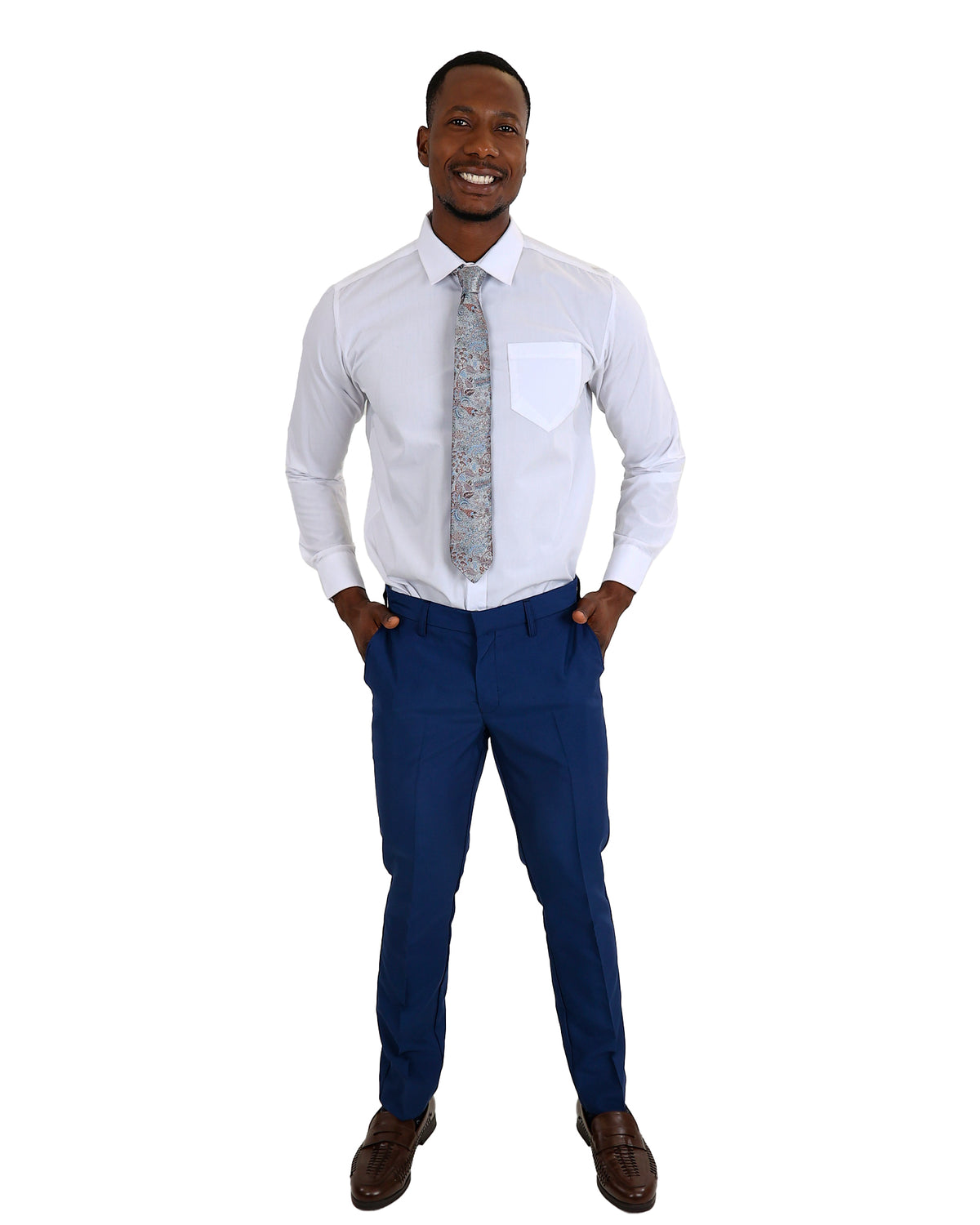 Matt Blue Slim Fit Classic Formal Trouser