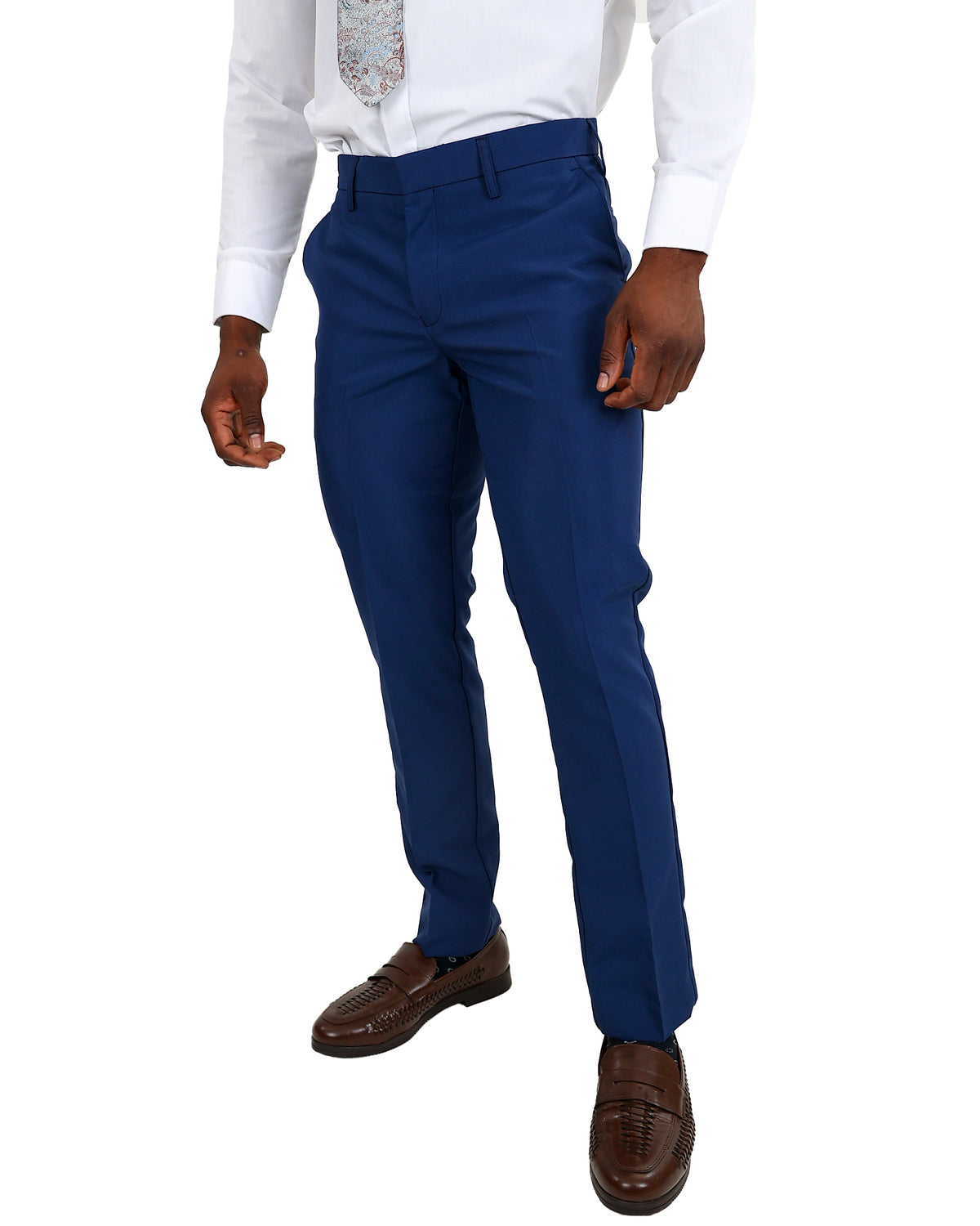 Matt Blue Slim Fit Classic Formal Trouser
