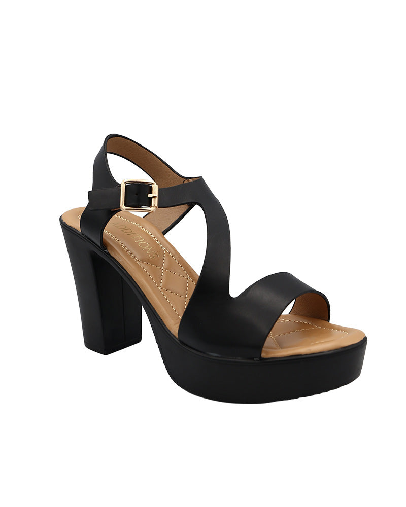 Asymmetric Strap Detail Platform Block Heel