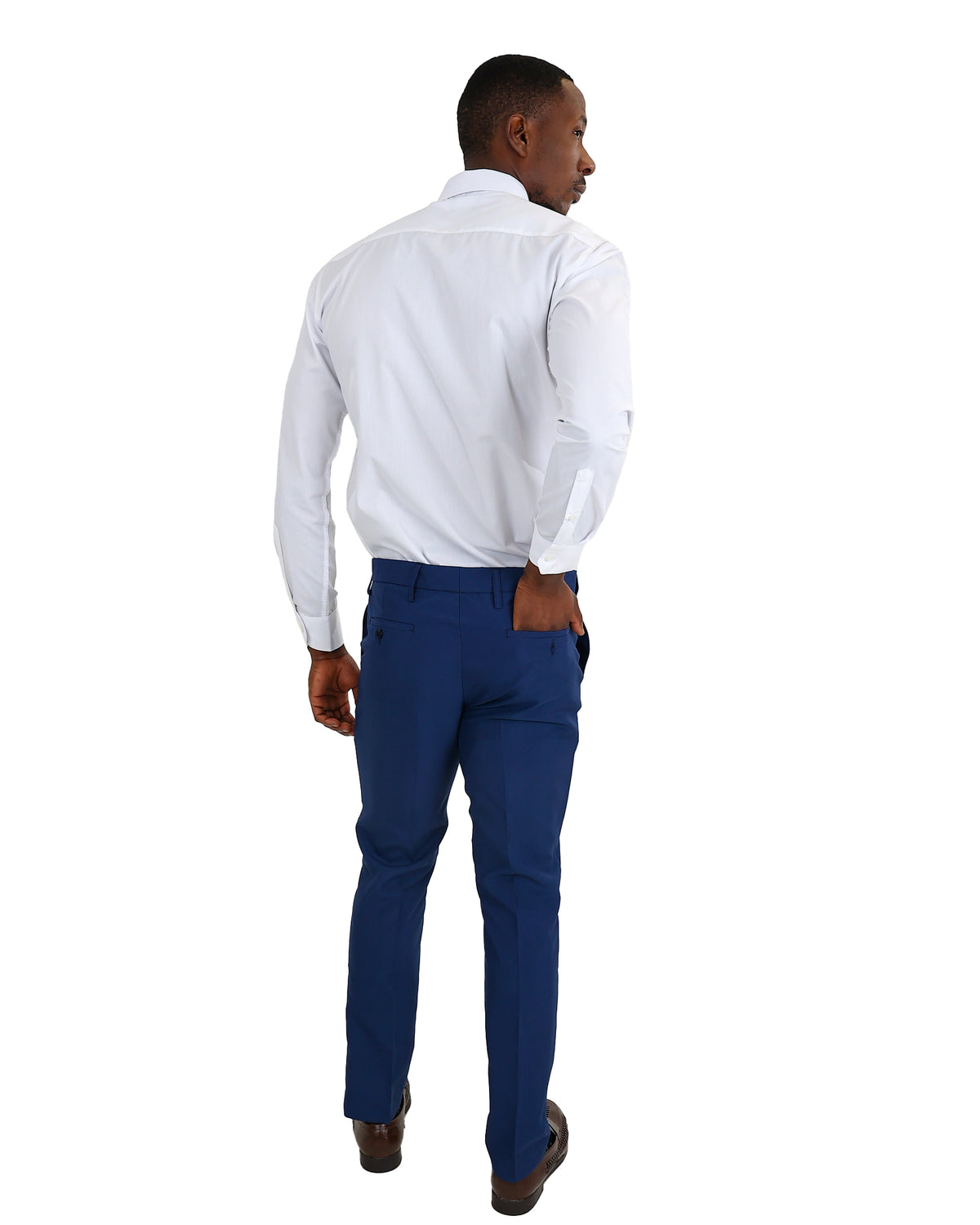 Matt Blue Slim Fit Classic Formal Trouser