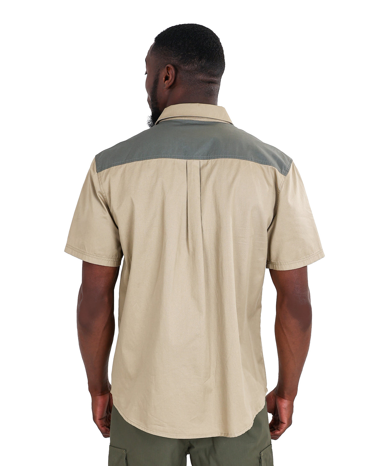 Okavango Short Sleeve Stone Two Tone Cotton Shirt