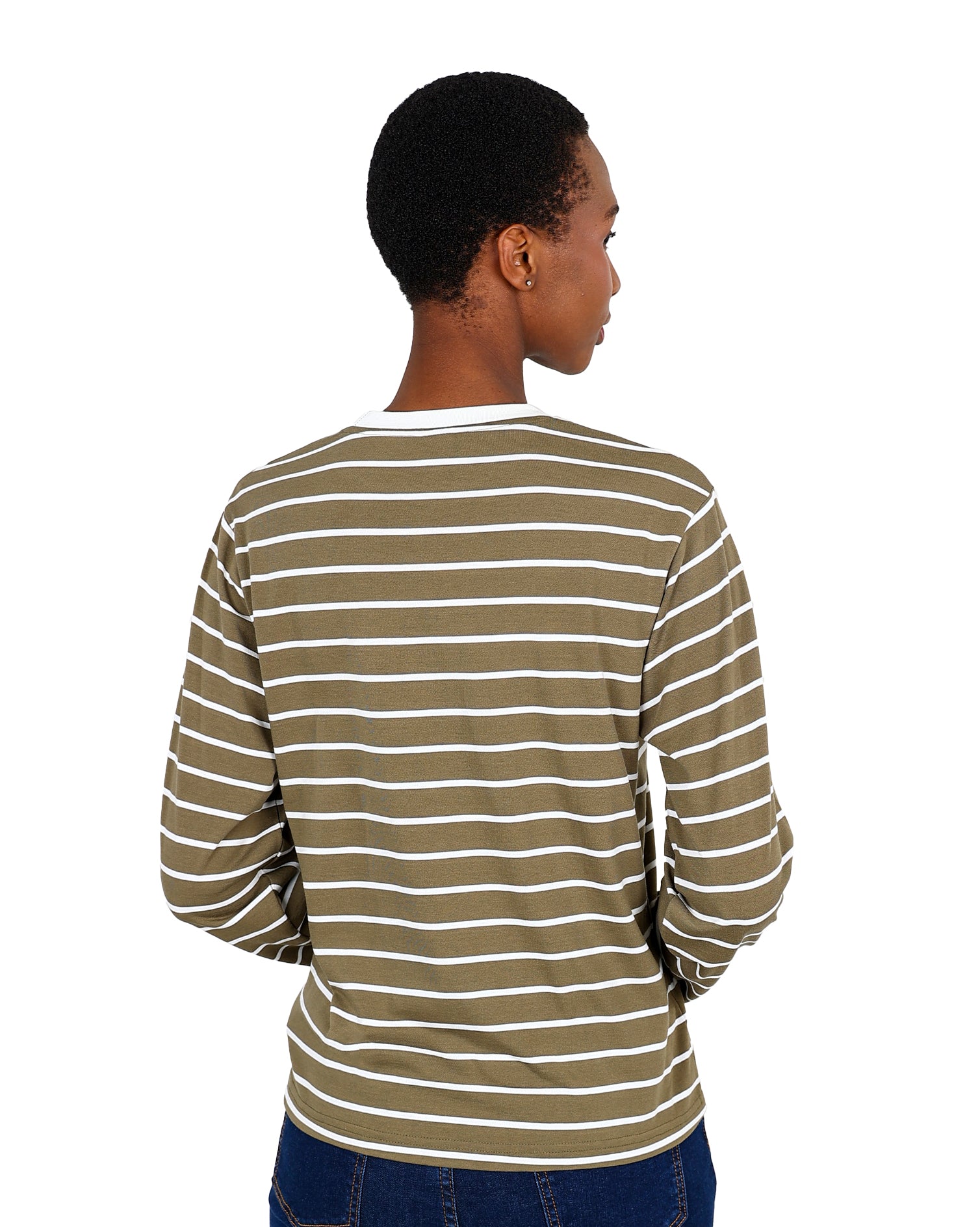 Long Sleeve Olive & Cream Stripe T-Shirt