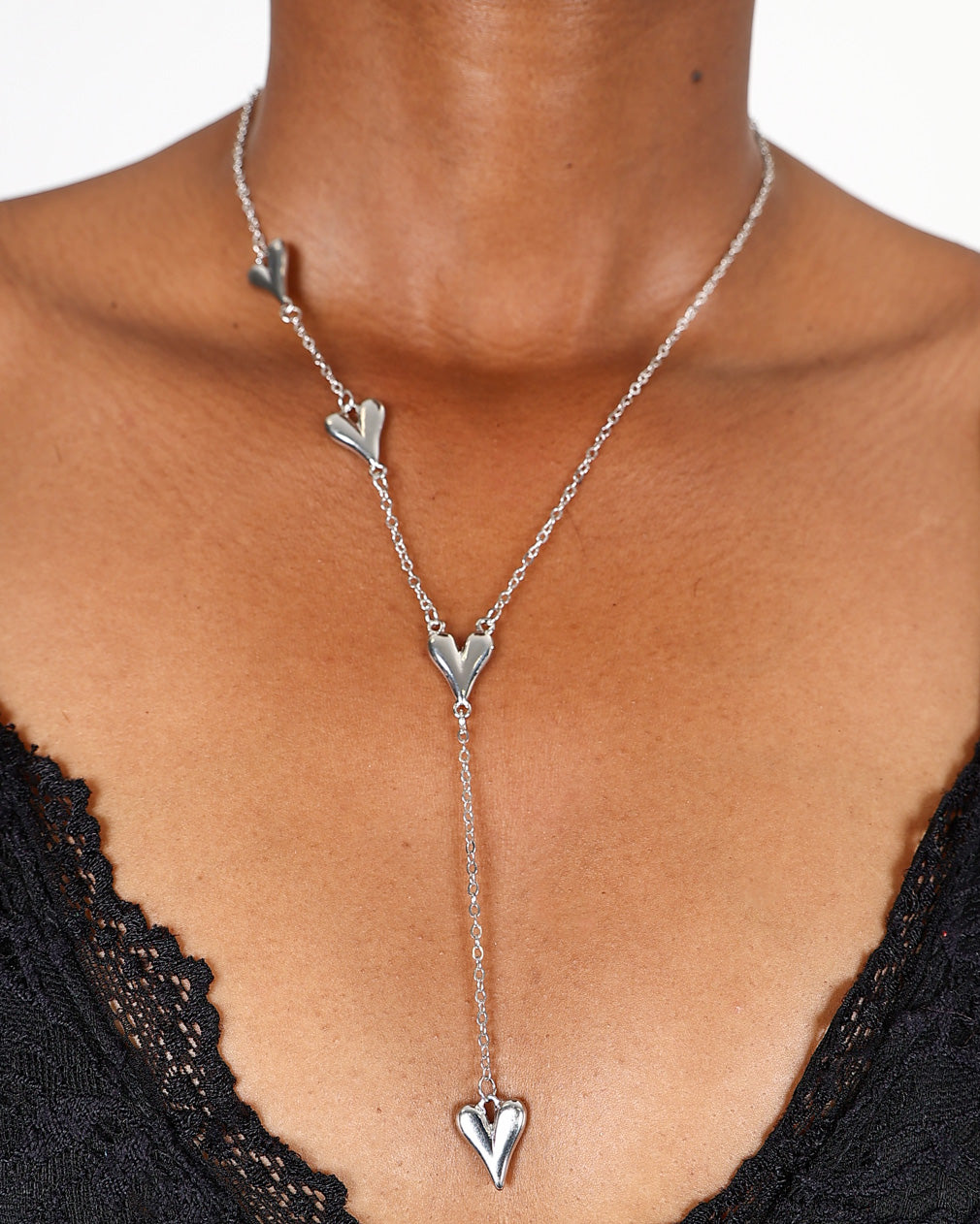 Silver Heart Drop Necklace