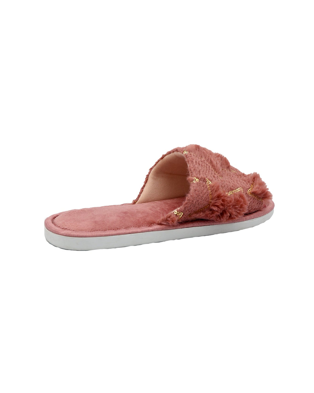 Pink Star Detail Shaggy Band Slipper