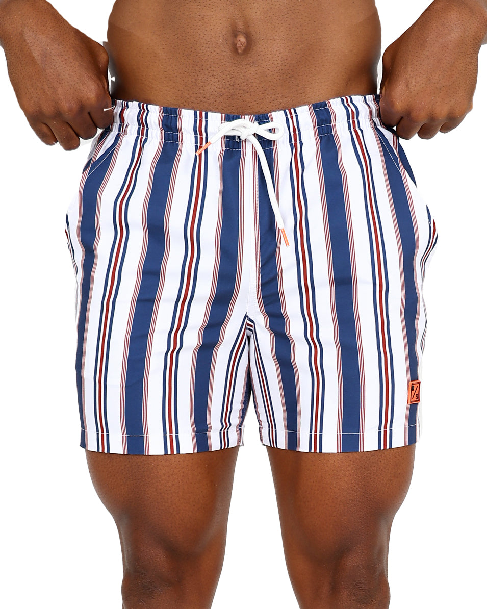 Navy Nautical Stripe Swim Shorts