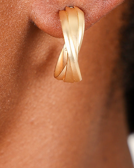 Triple Ring Matt Gold Earrings