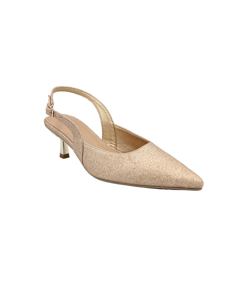 Rose Gold Glitter Pointed Slingback