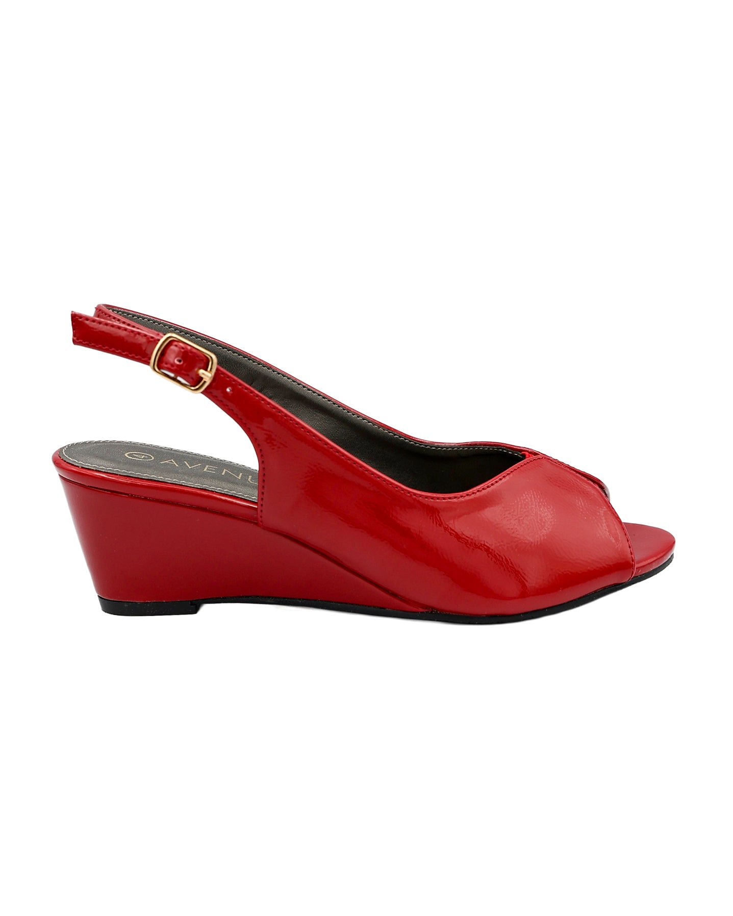 Red Gusset Detail Slingback Wedge Heel
