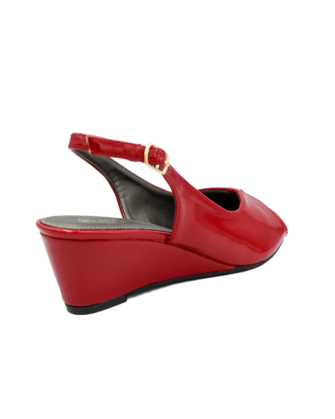 Red Gusset Detail Slingback Wedge Heel