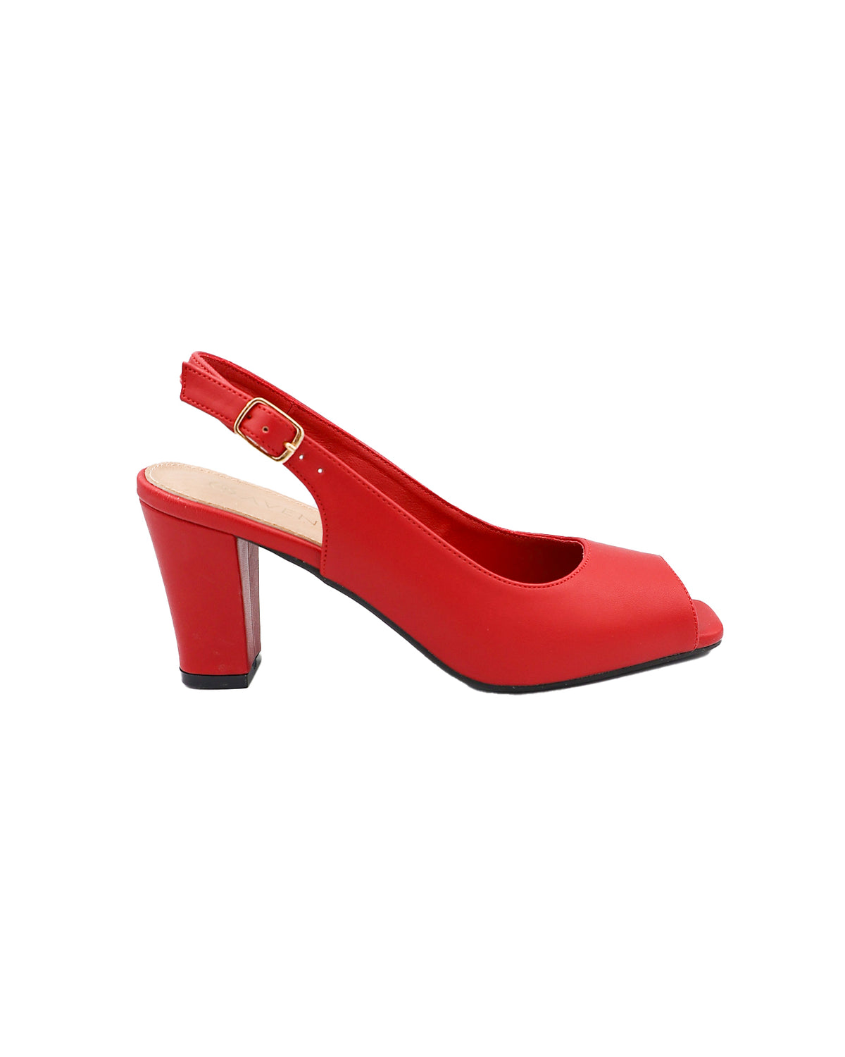 Red Peep Toe Slingback Block Heel