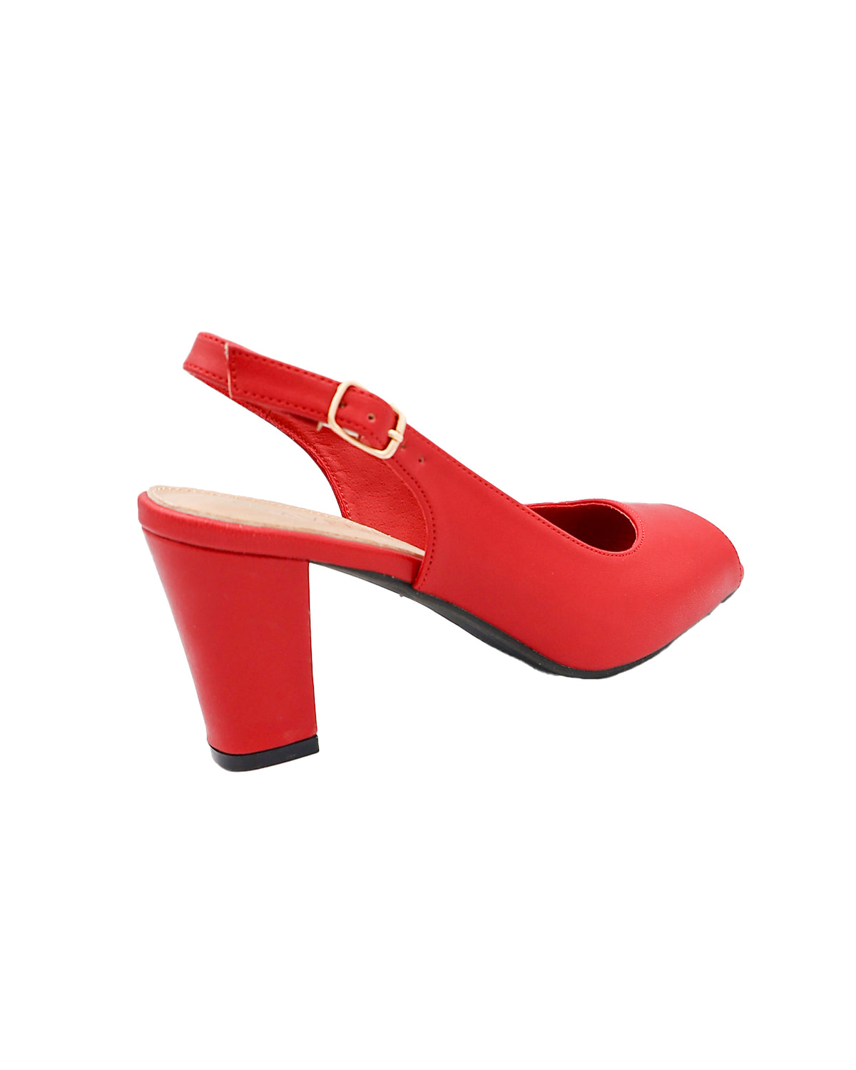 Red Peep Toe Slingback Block Heel