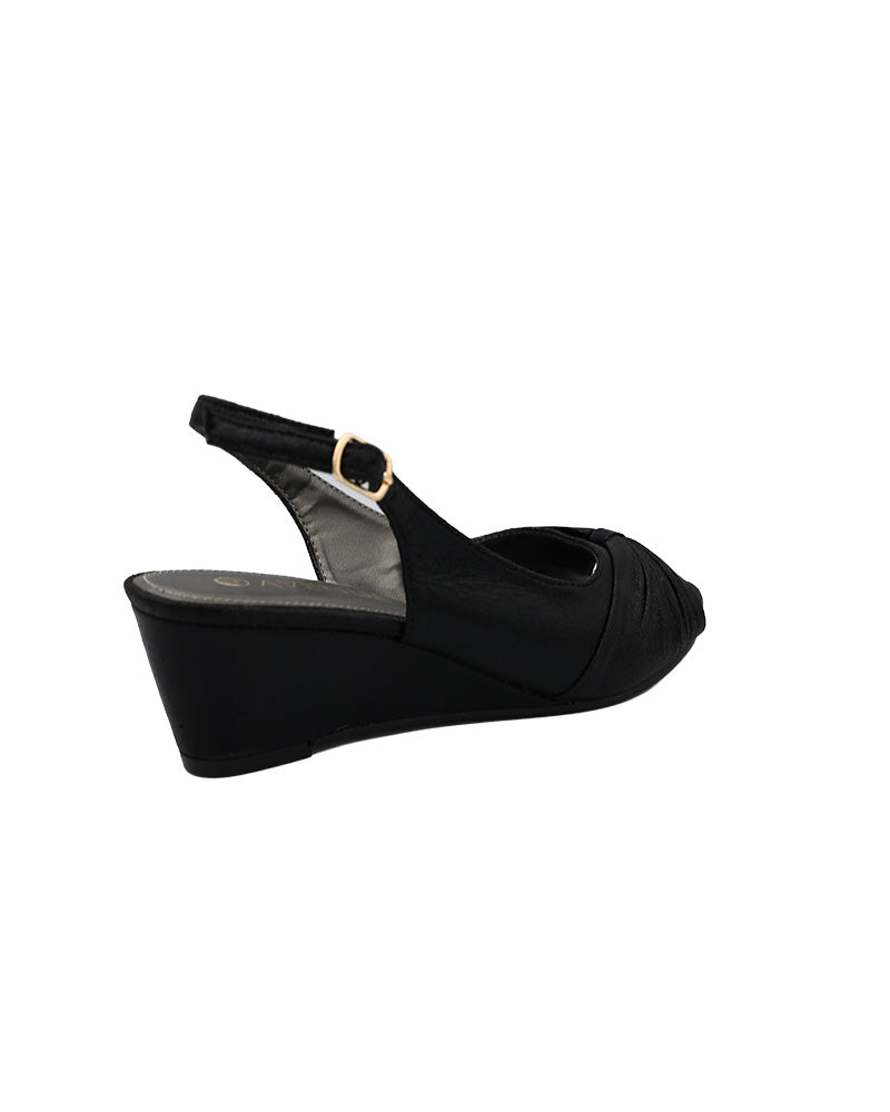 Black Peep Toe Wedge Heel