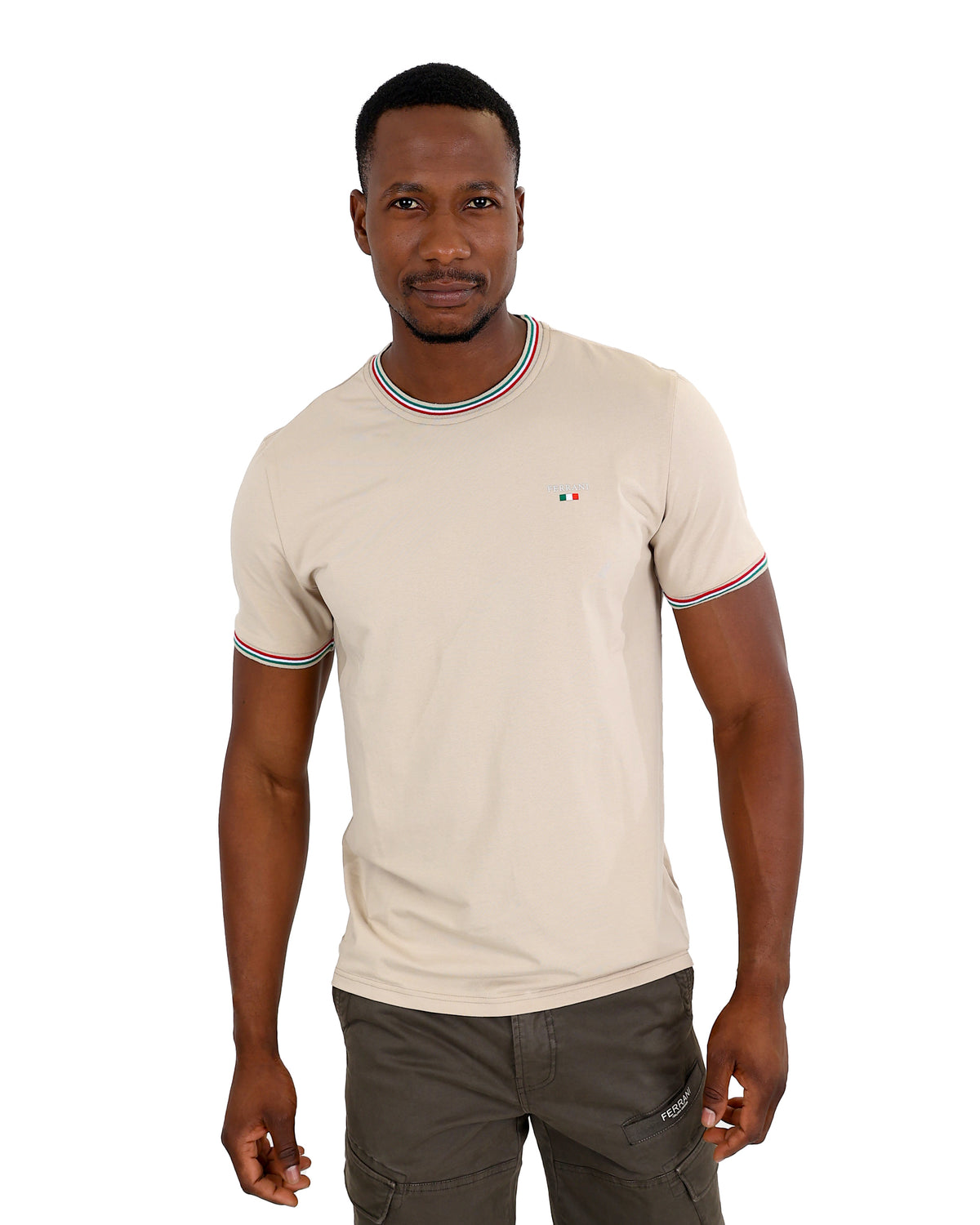 Ferrani Italian Colour Trim Stone T-Shirt