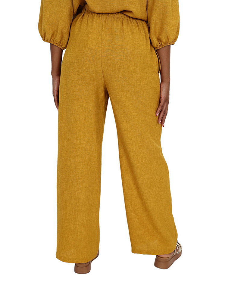 Elasticated Wide Leg Mustard Pants