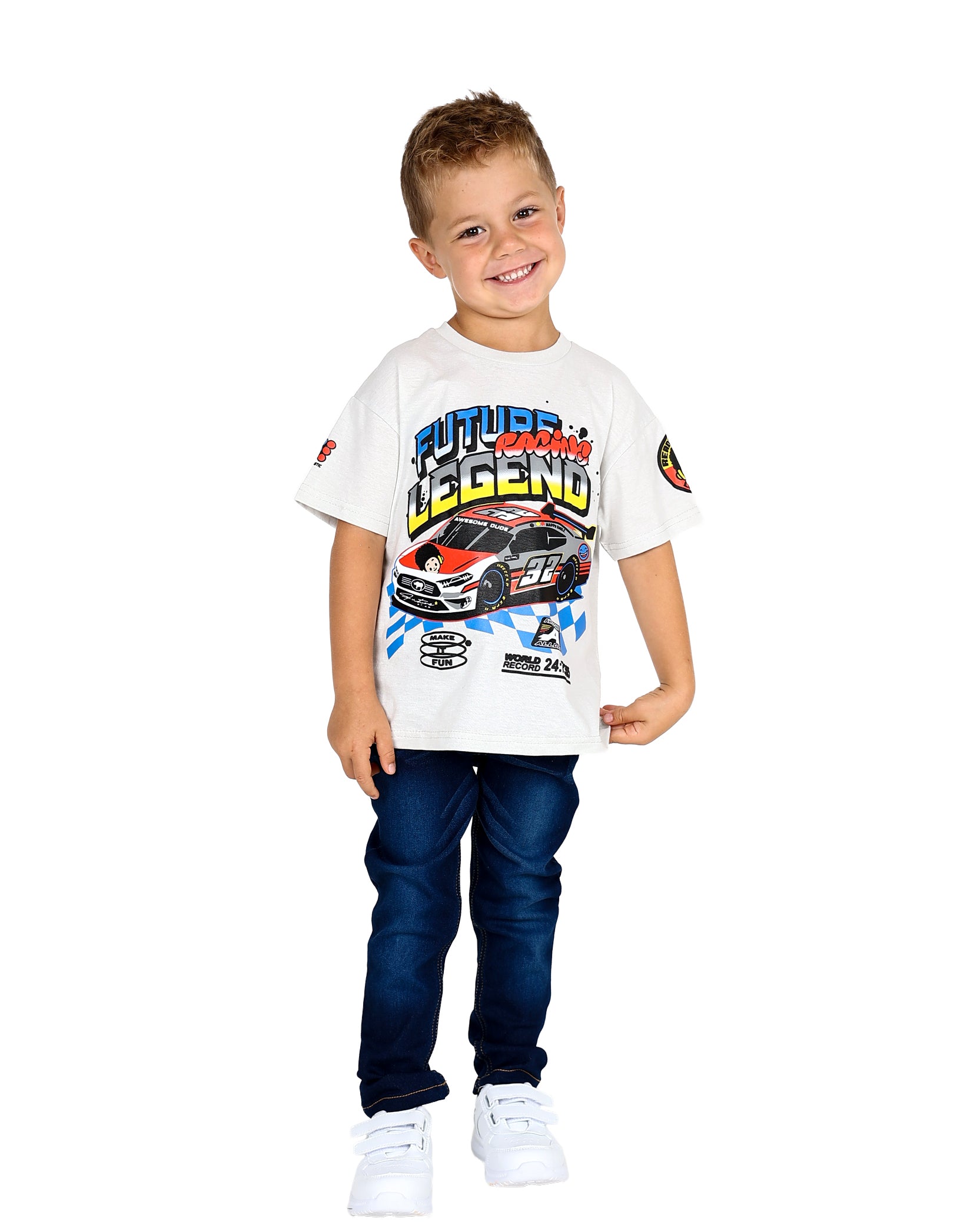 Short Sleeve "Future Racing Legend" Graphic Print T-Shirt