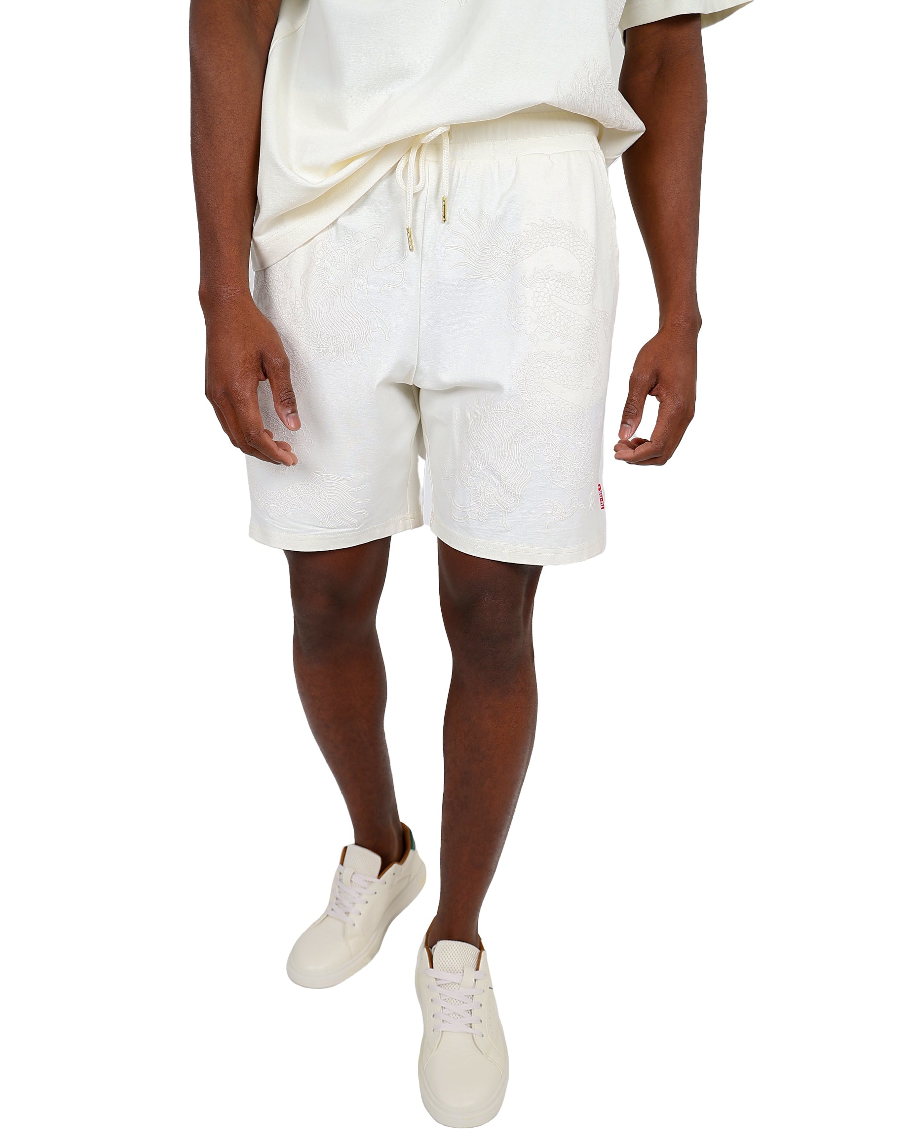 Funk Cream Tonal Dragon Graphic Shorts