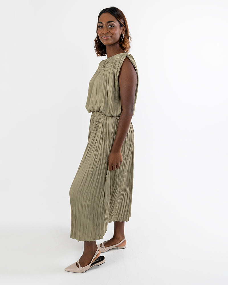 Crushed Satin Midi Skirt