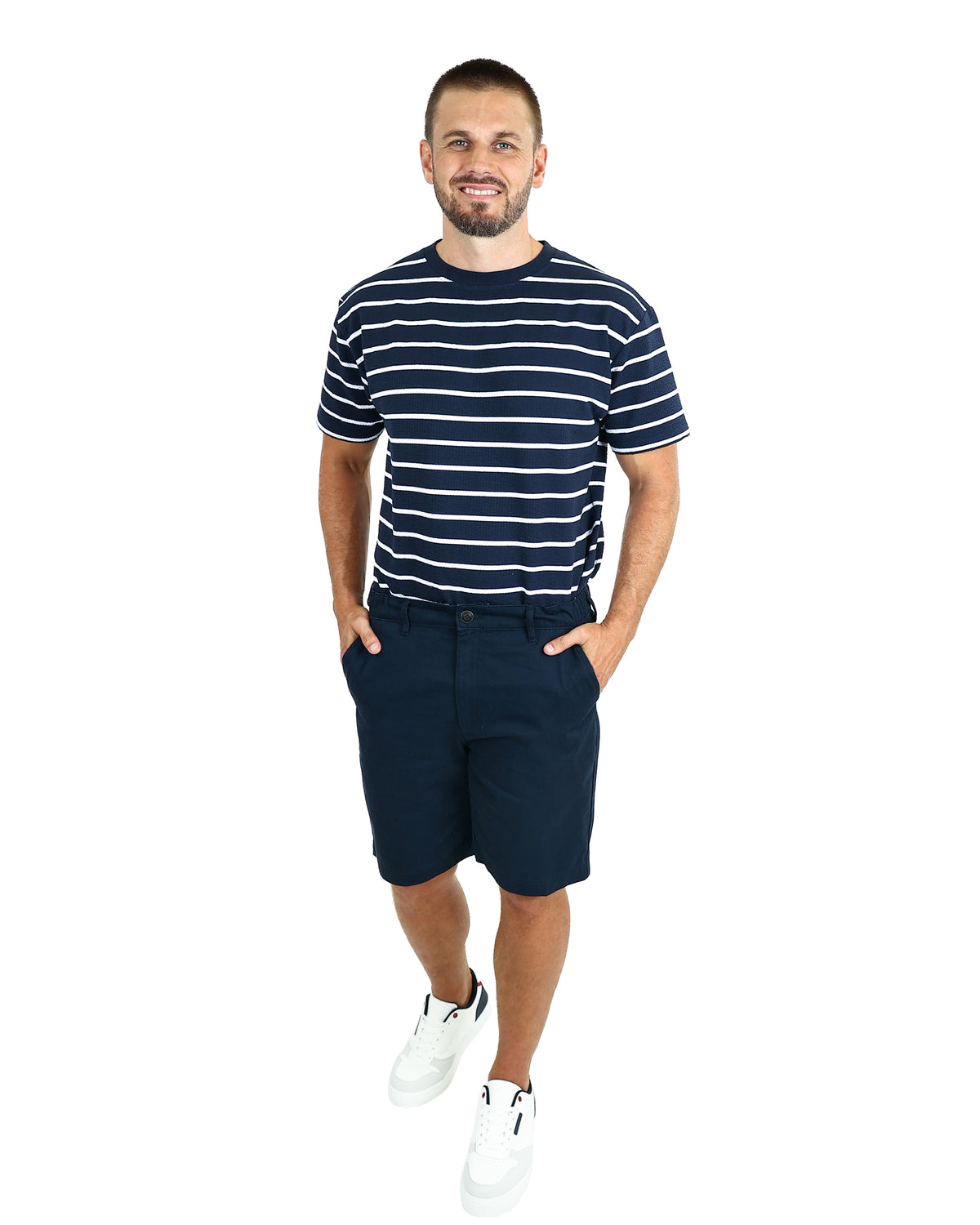 Navy Flex Waist Chino Shorts